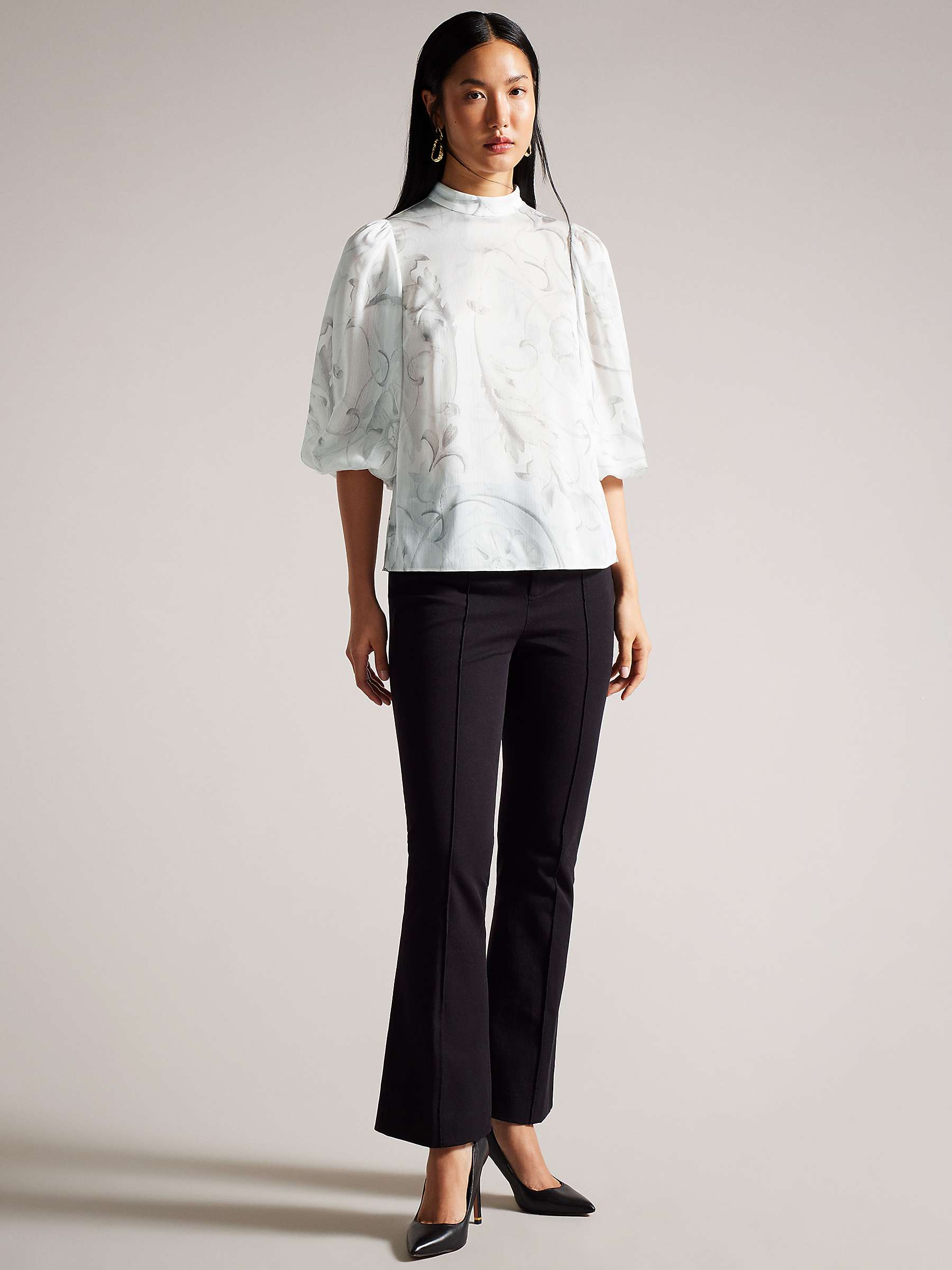 Buy Ted Baker Lilioh High Neck Balloon Sleeve Blouse, Ivory Online at johnlewis.com