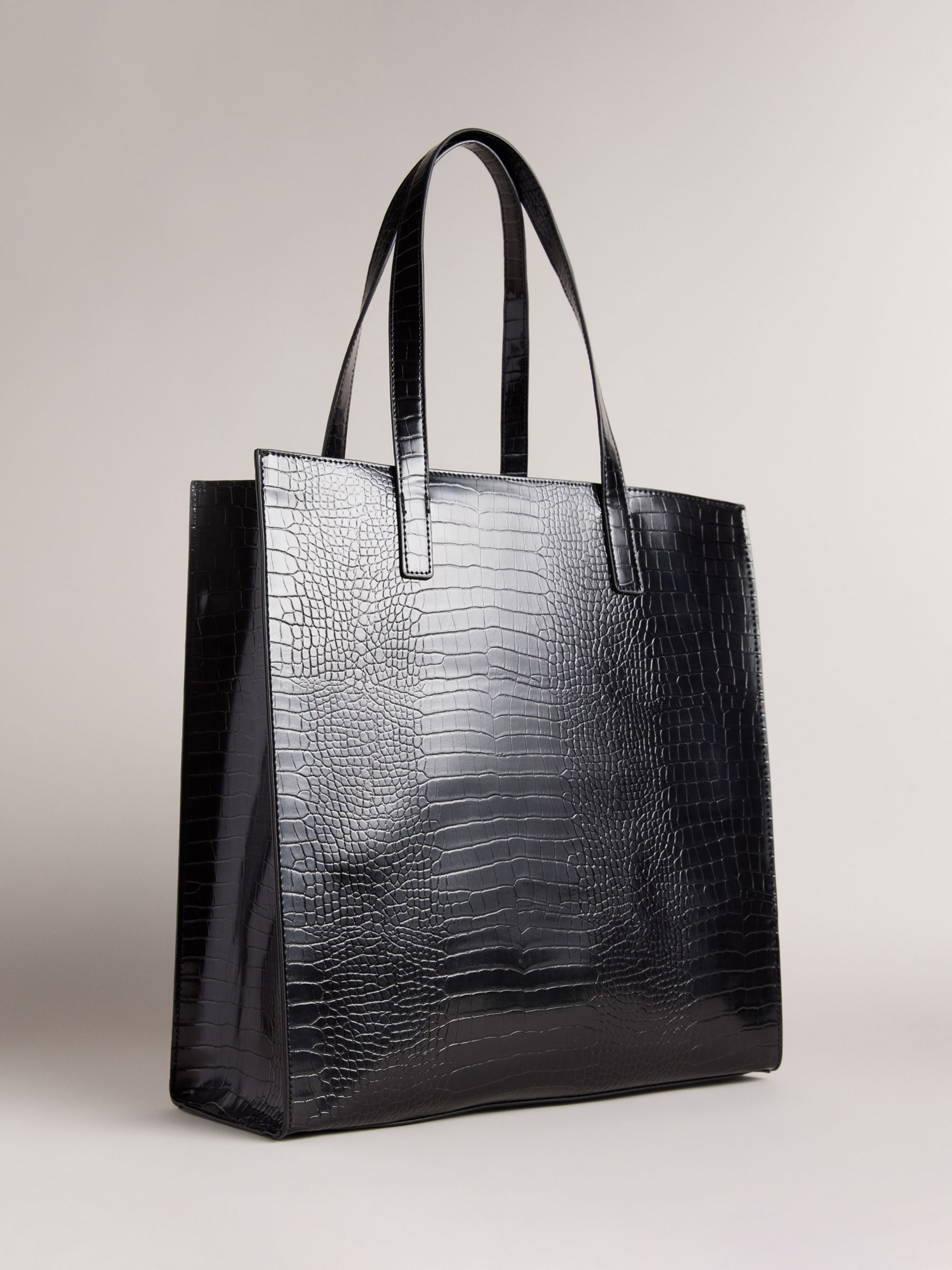 Ted Baker Croccon Large Icon Shopper Bag, Black at John Lewis & Partners