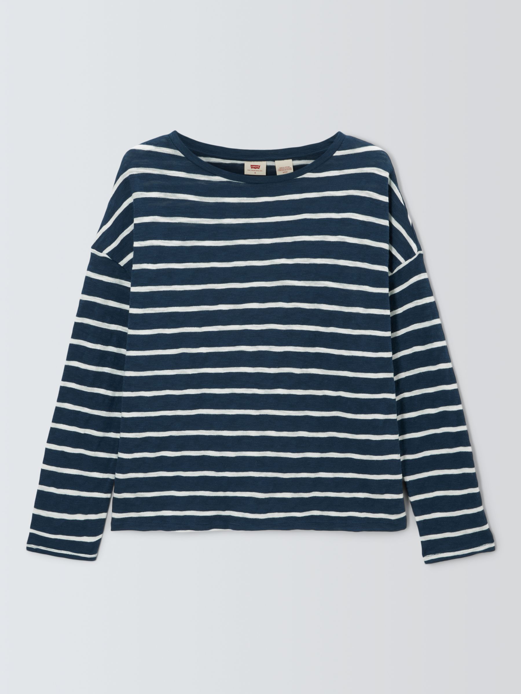 Levi's Margot Long Sleeve Striped T-Shirt, Navy/White at John Lewis ...