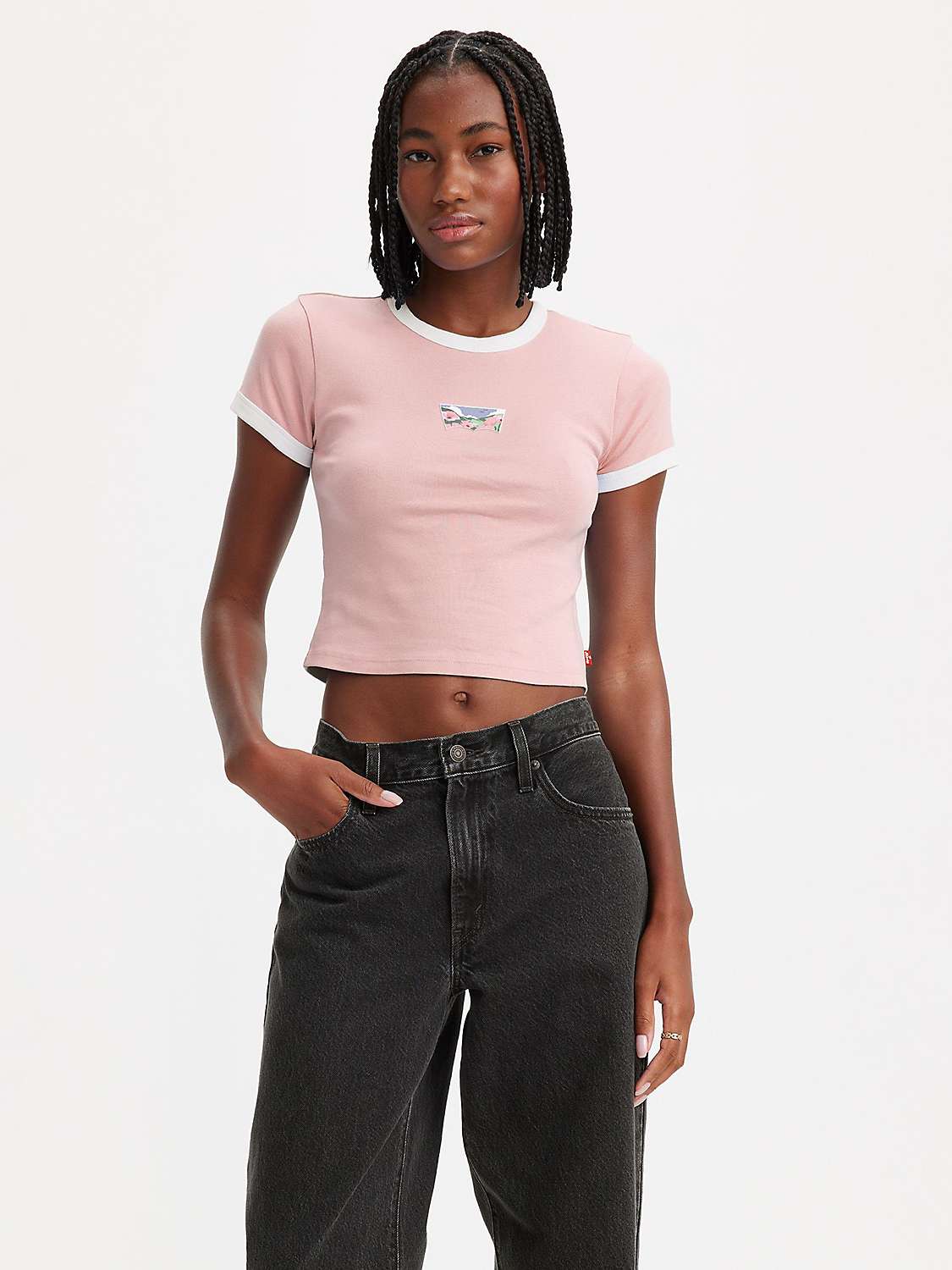 Buy Levi's Graphic Mini Ringer T-Shirt, Chalk Pink/Bright White Online at johnlewis.com