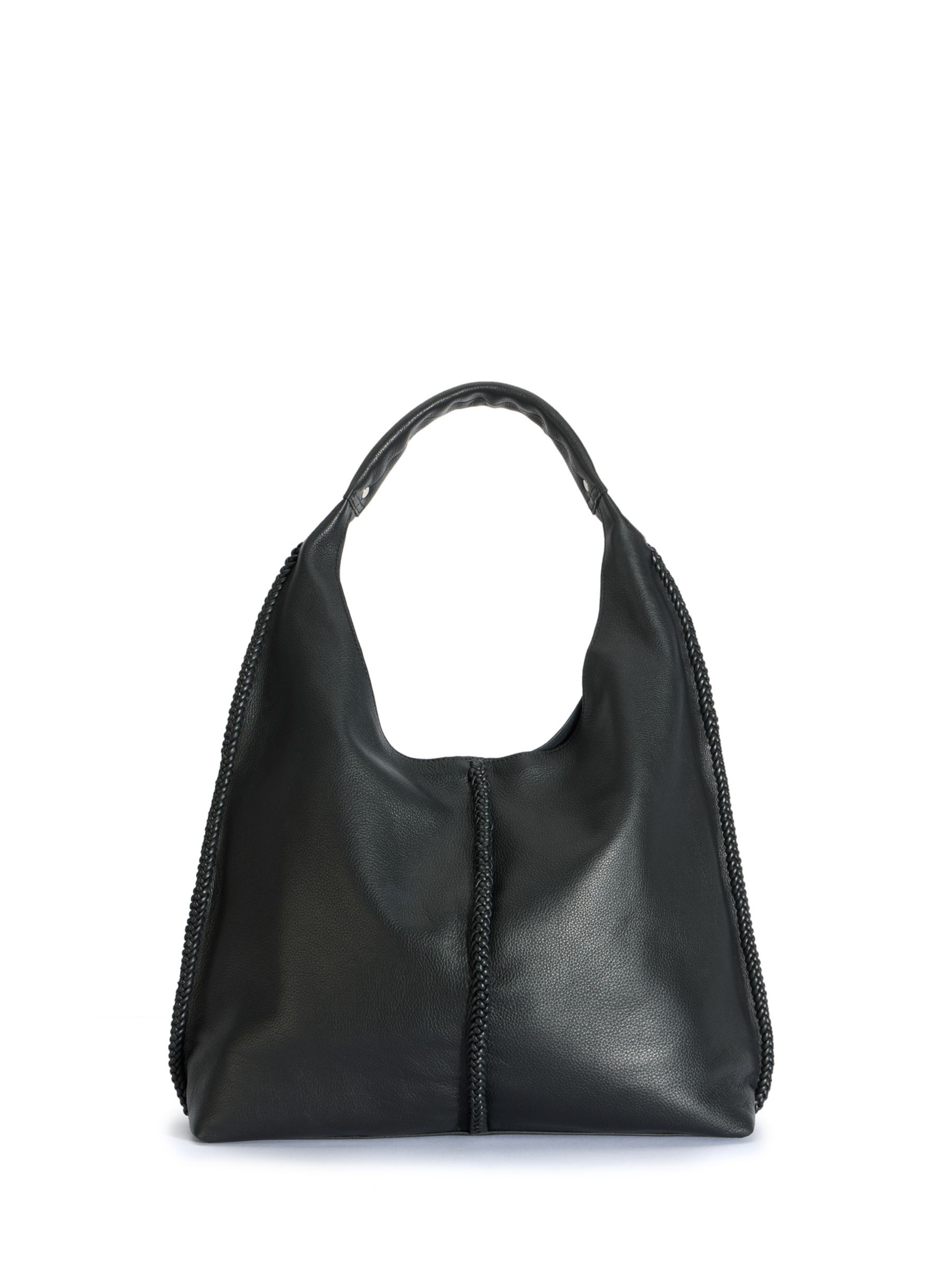 Mint Velvet Leather Shoulder Bag, Black at John Lewis & Partners