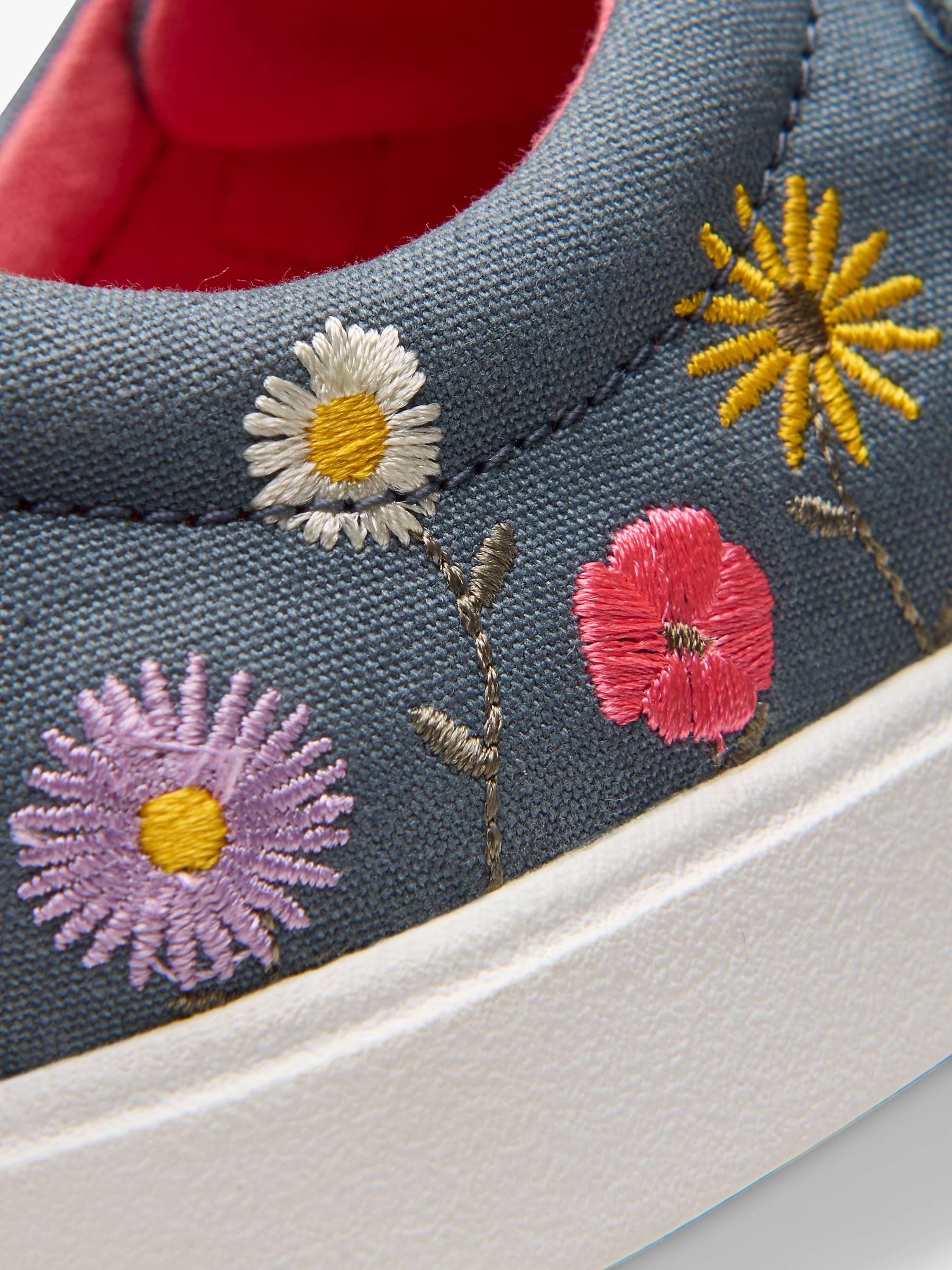 Buy Clarks Kids' City Vibe K Canvas Floral Embroidered Trainers, Blue Online at johnlewis.com