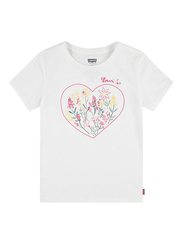 Levi's Kids' Floral Heart Logo T-Shirt, Cream/Multi