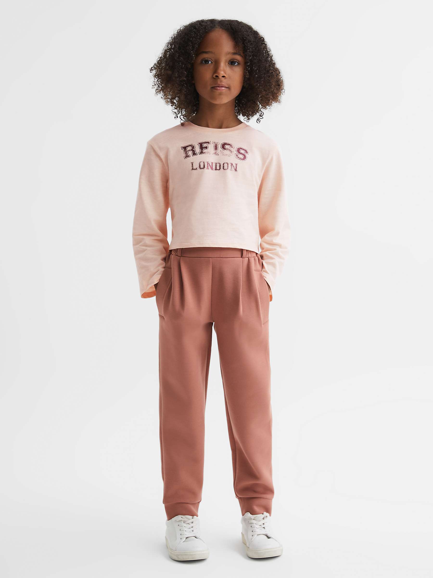 Buy Reiss Kids' Alanna Logo Motif Crew Neck Crop T-Shirt, Pink Online at johnlewis.com