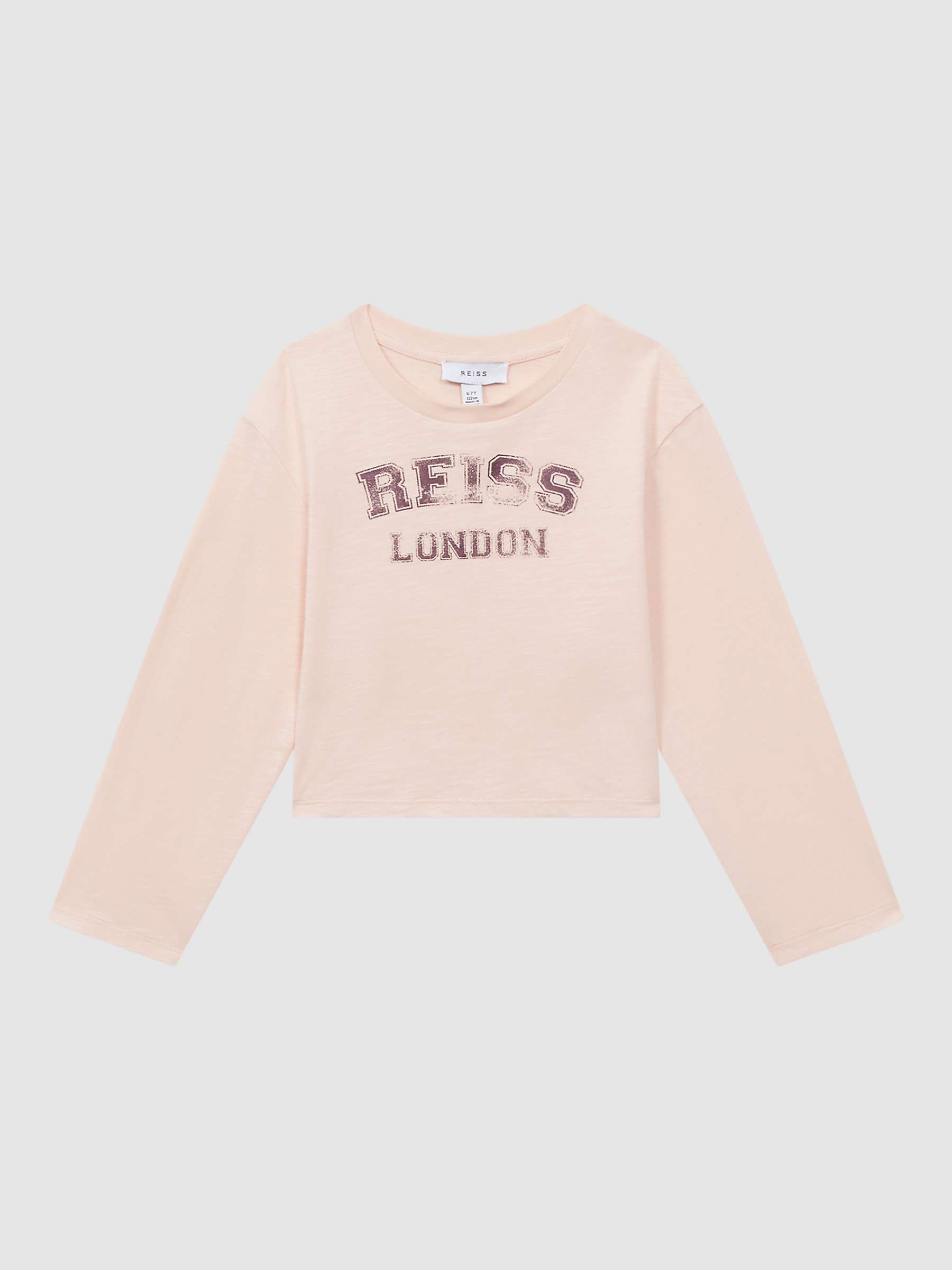 Buy Reiss Kids' Alanna Logo Motif Crew Neck Crop T-Shirt, Pink Online at johnlewis.com