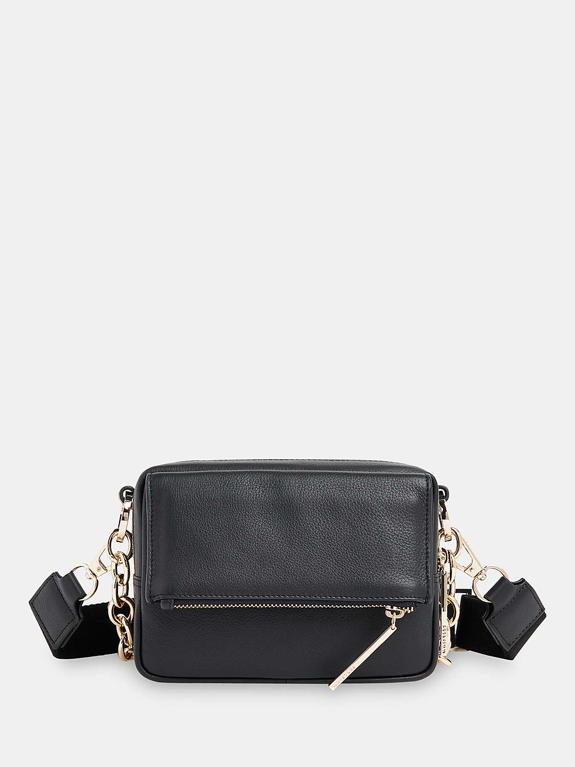 Buy Whistles Bibi Chain Detail Leather Crossbody Bag, Black Online at johnlewis.com
