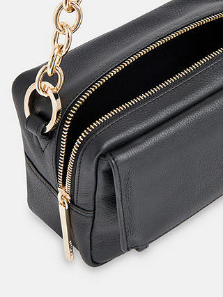 Whistles Bibi Chain Detail Leather Crossbody Bag, Black