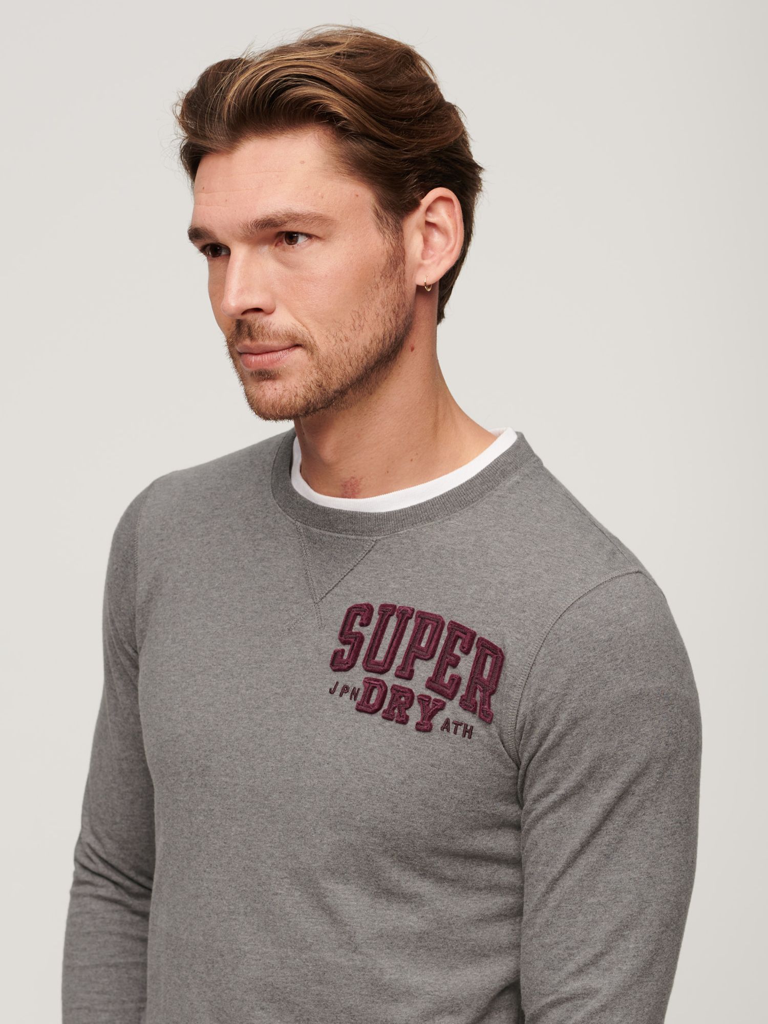 Buy Superdry Vintage Athletic Long Sleeve T-Shirt, Grey Online at johnlewis.com