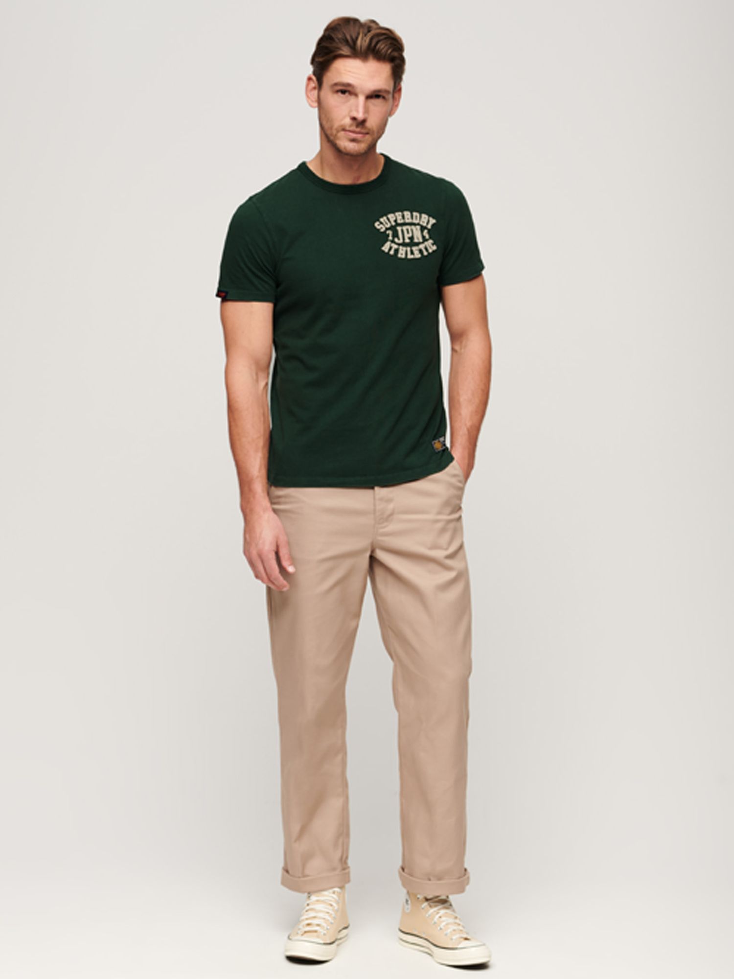 Buy Superdry Vintage Athletic Short Sleeve T-Shirt, Enamel Green Online at johnlewis.com