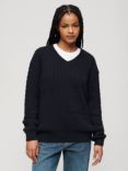 Superdry Oversized Cable Knit Jumper, Eclipse Navy