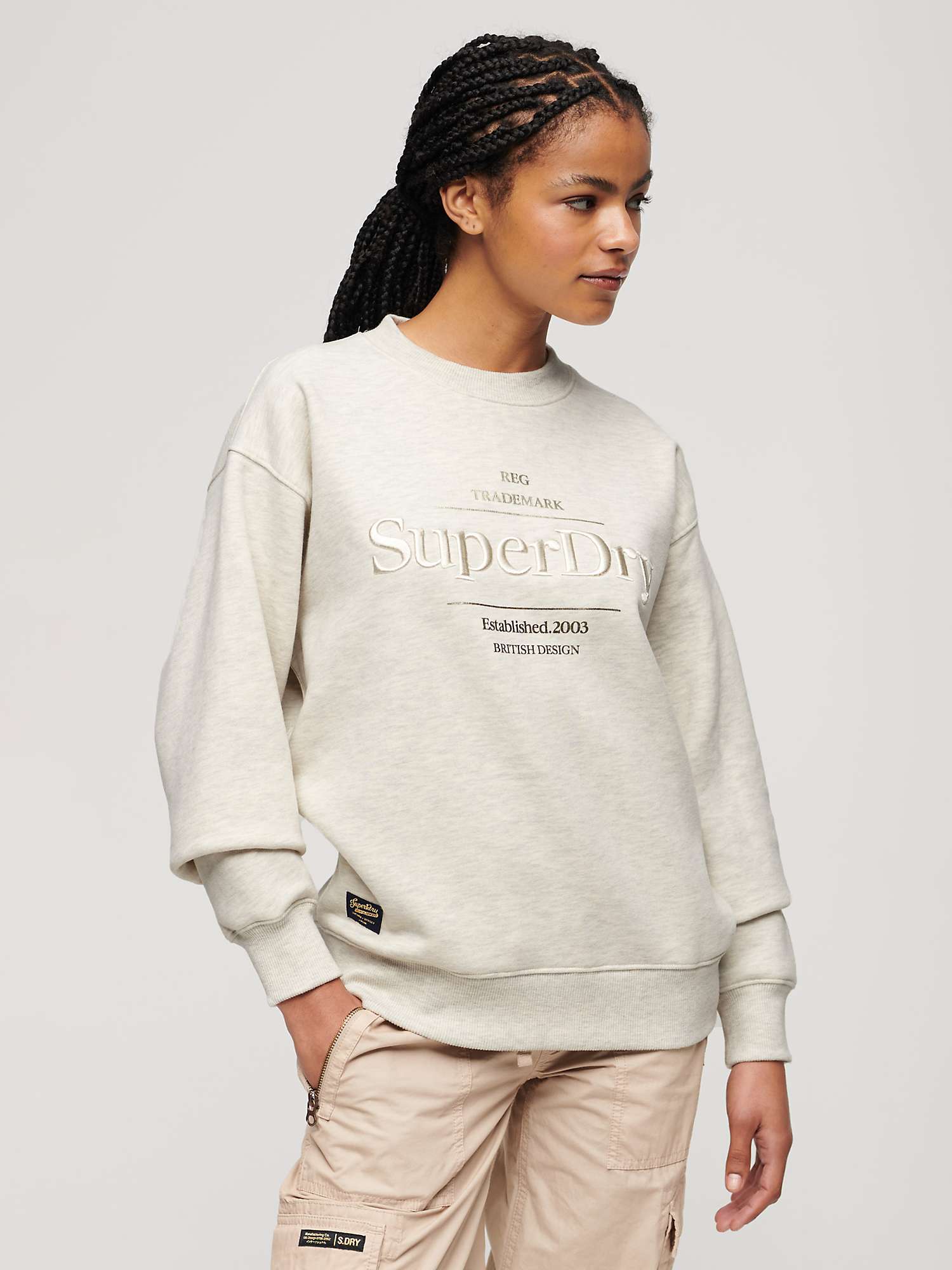 Buy Superdry Luxe Metallic Logo Sweatshirt, Oatmeal Marl Online at johnlewis.com