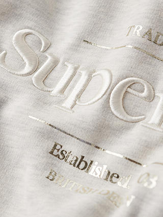 Superdry Luxe Metallic Logo Sweatshirt, Oatmeal Marl