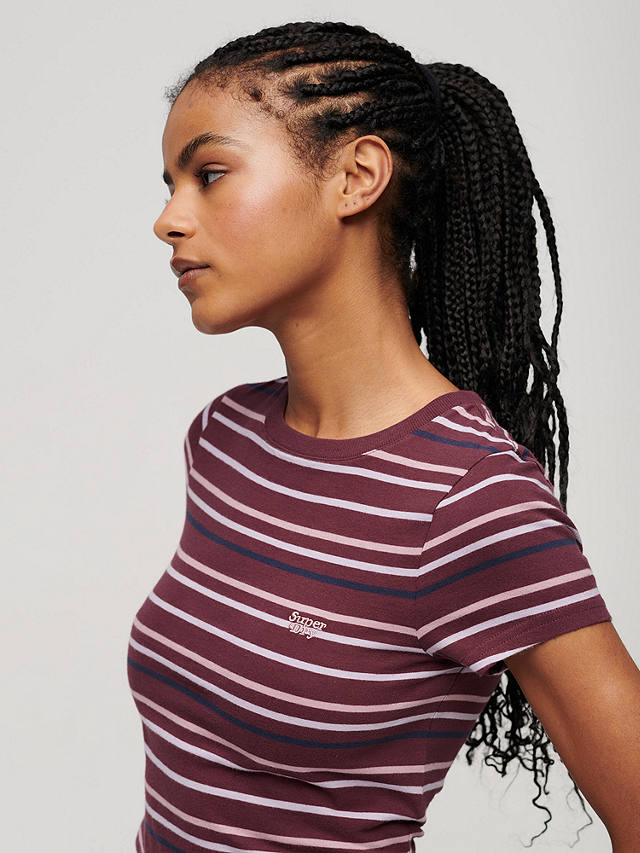 Superdry Vintage Striped T-Shirt, Purple/Multi