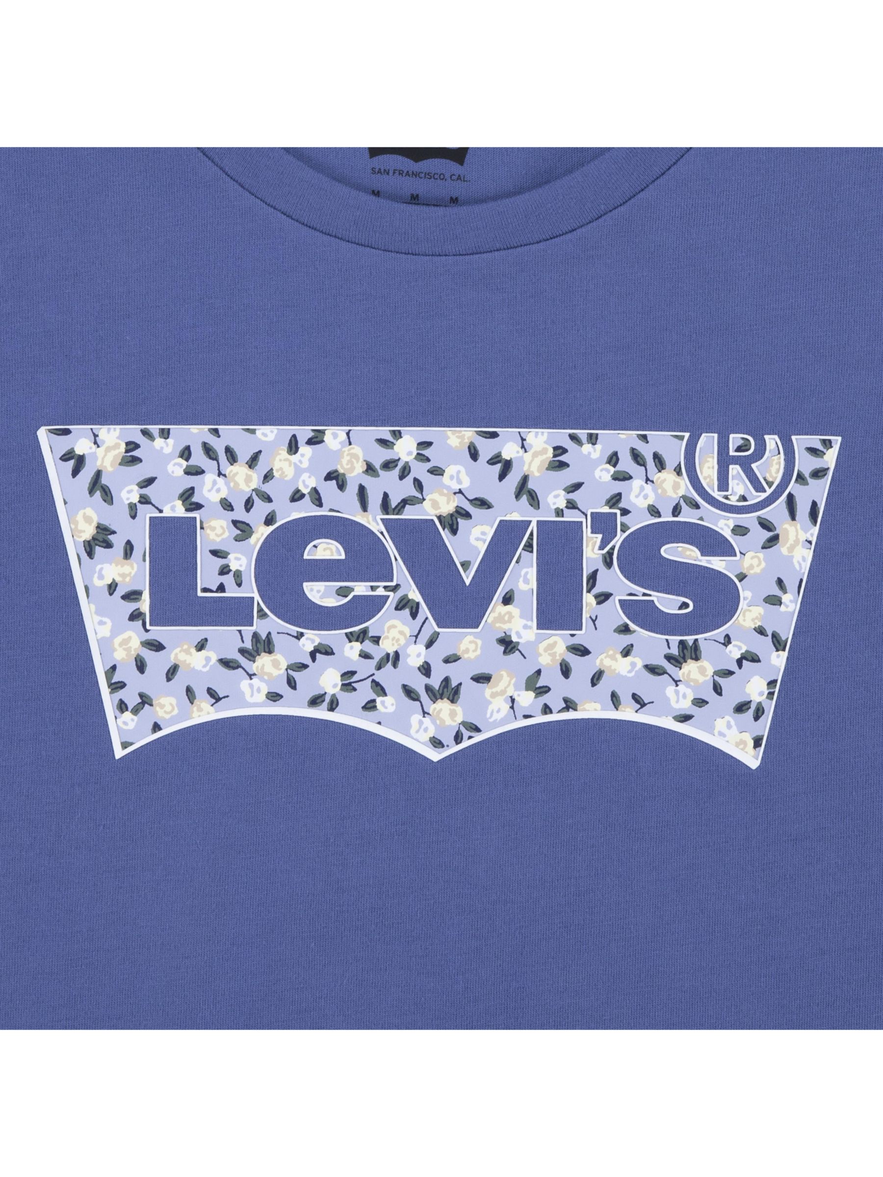 Levi Kids' Organic Cotton Ditsy Batwing Tee, Blue, 12 years