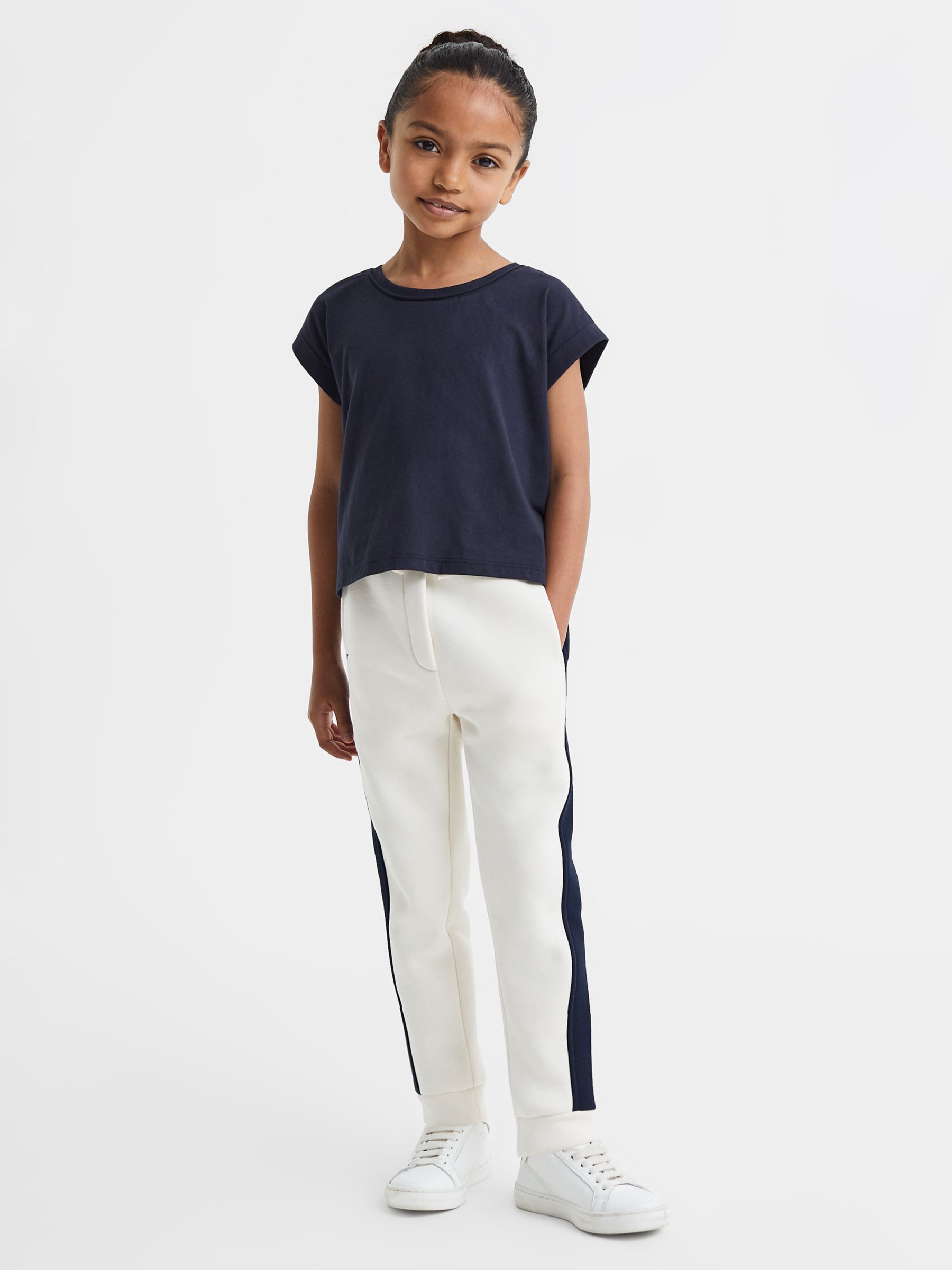 Buy Reiss Kids' Terry Cropped T-Shirt, Navy Online at johnlewis.com
