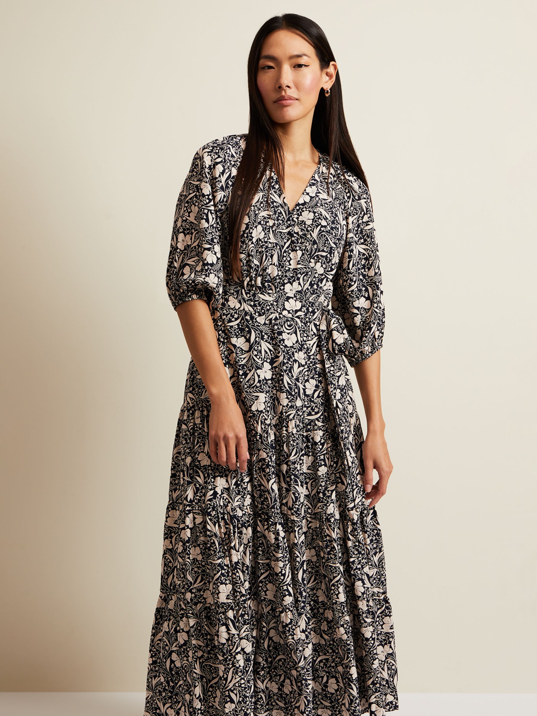 Phase Eight Kezia Floral Wrap Midi Dress, Multi at John Lewis & Partners