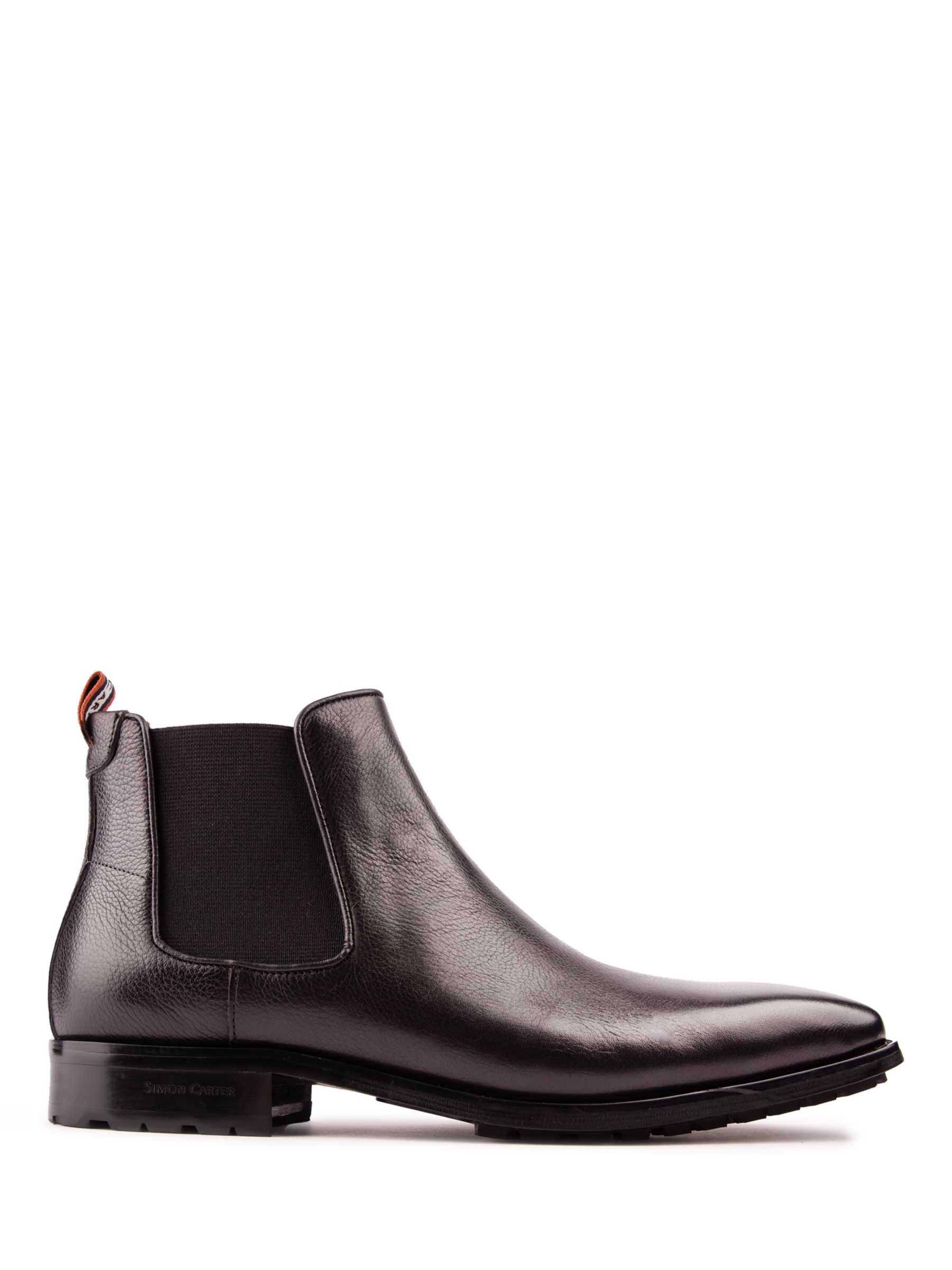 Simon Carter Clover Leather Chelsea Boots, Black at John Lewis & Partners