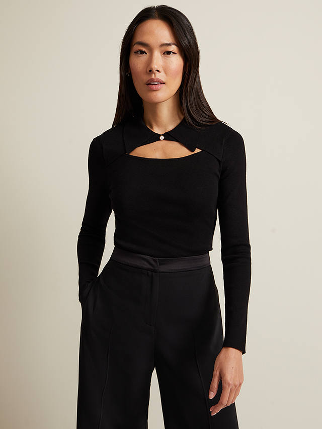 Phase Eight Becki Cut Out Collar Jumper, Black