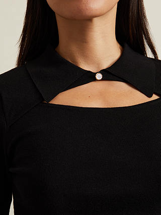 Phase Eight Becki Cut Out Collar Jumper, Black