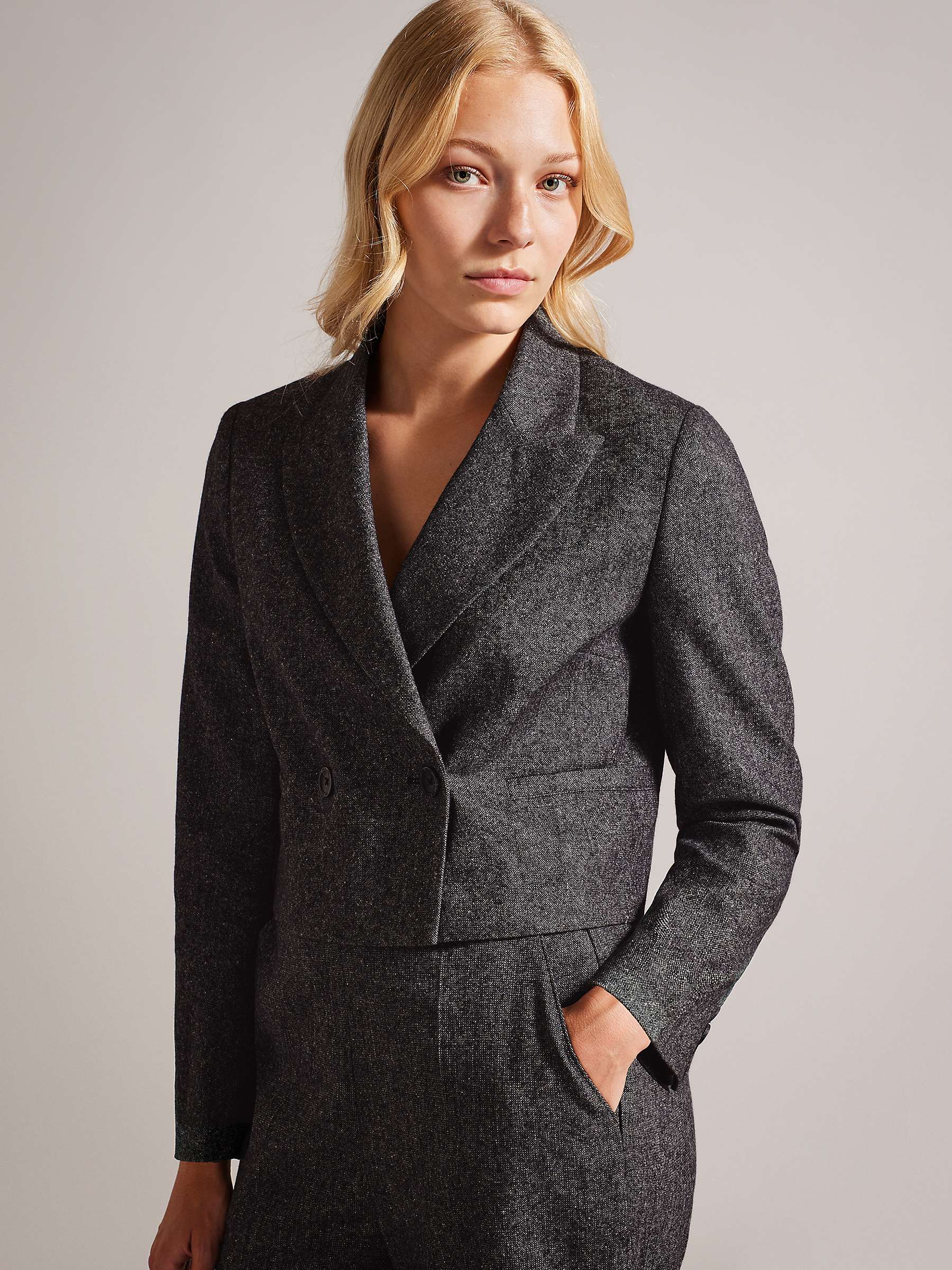 Buy Ted Baker Jaiddee Marled Wool Silk Blend Blazer, Dark Grey Online at johnlewis.com