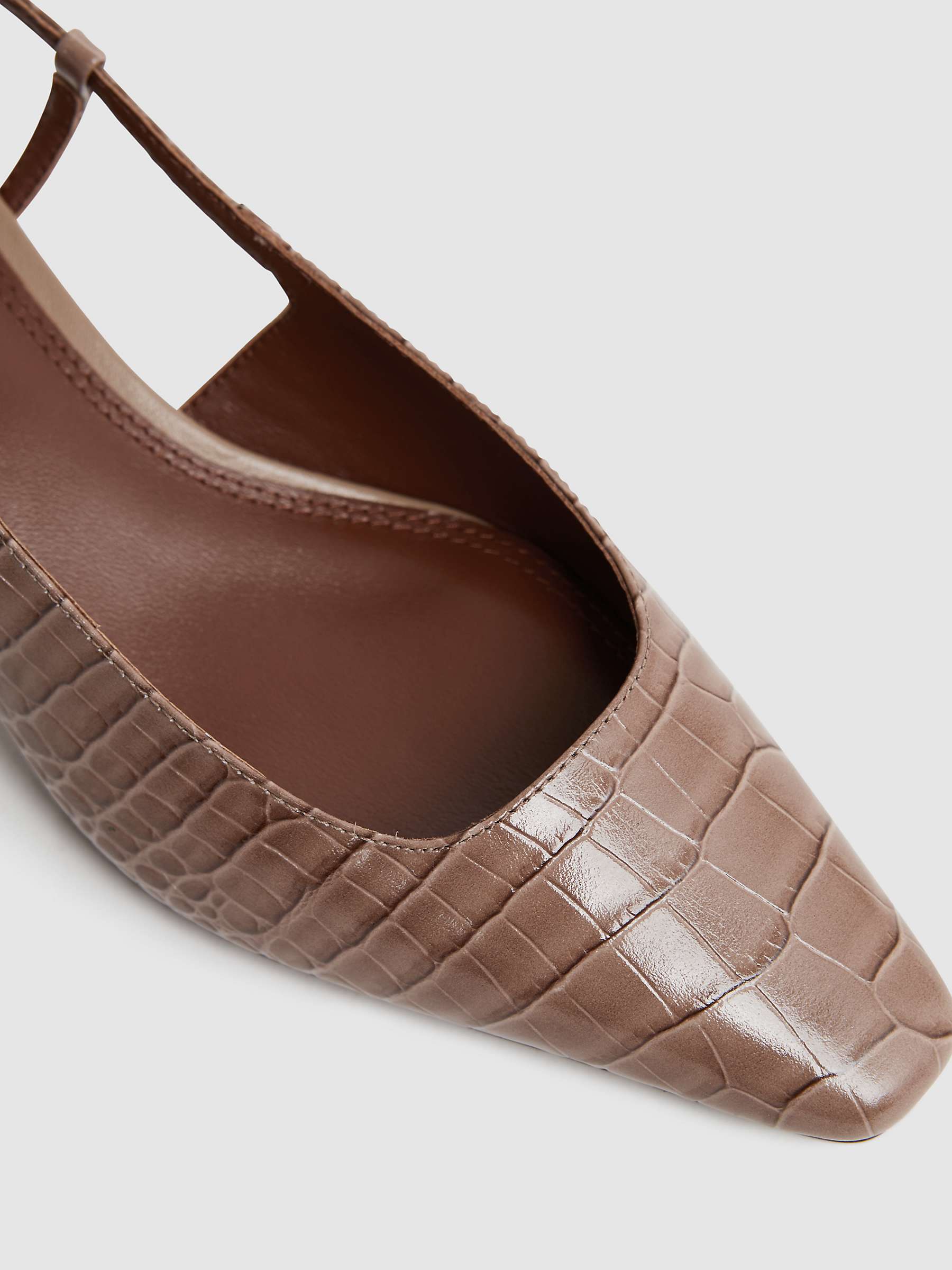 Buy Reiss Jade Croc Effect Leather Kitten Heel Slingback Court Shoes Online at johnlewis.com