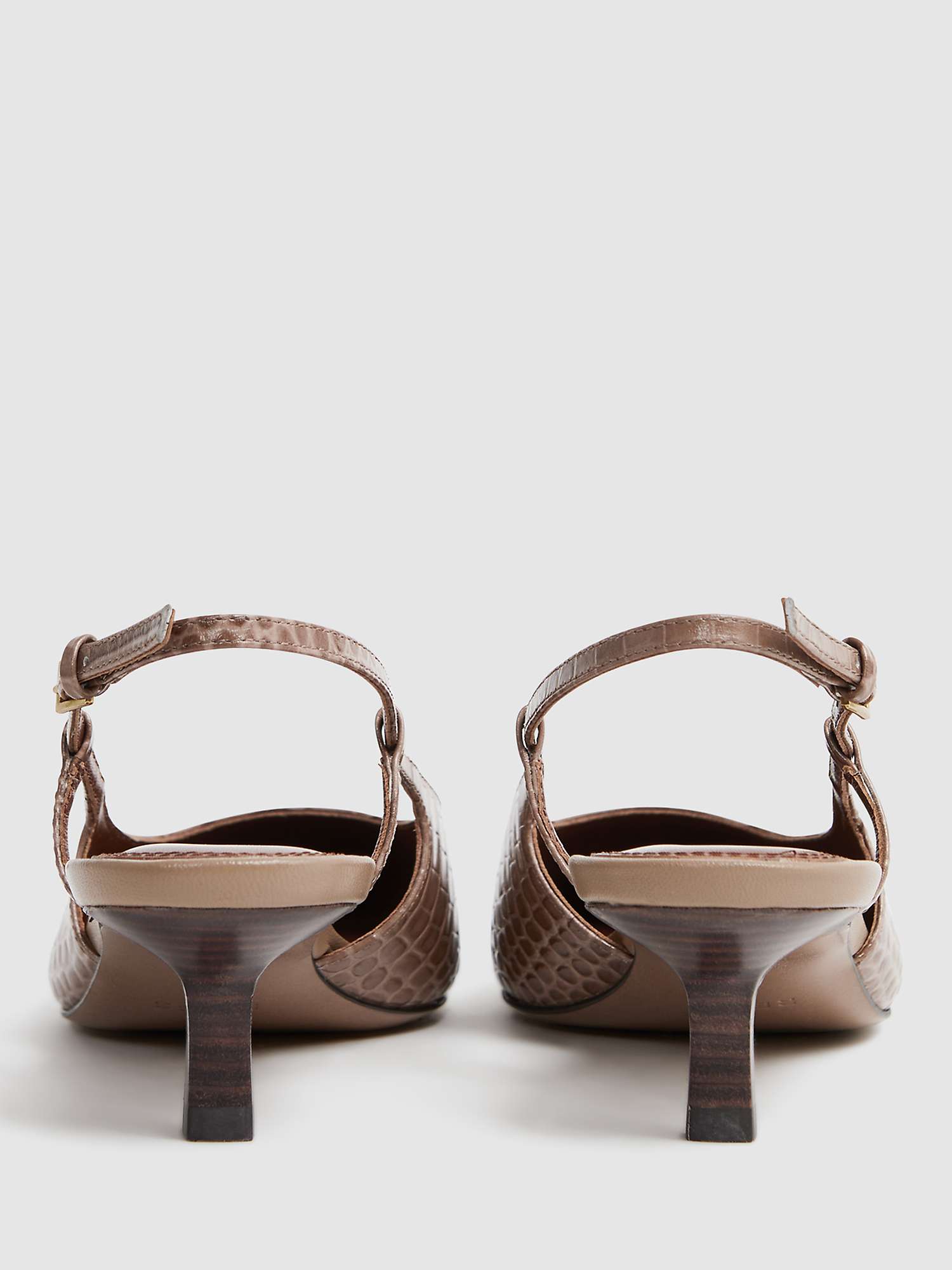 Buy Reiss Jade Croc Effect Leather Kitten Heel Slingback Court Shoes Online at johnlewis.com