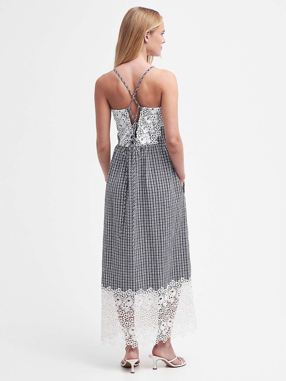 Buy Barbour Glamis Check Lace Detail Maxi Dress, Navy Online at johnlewis.com