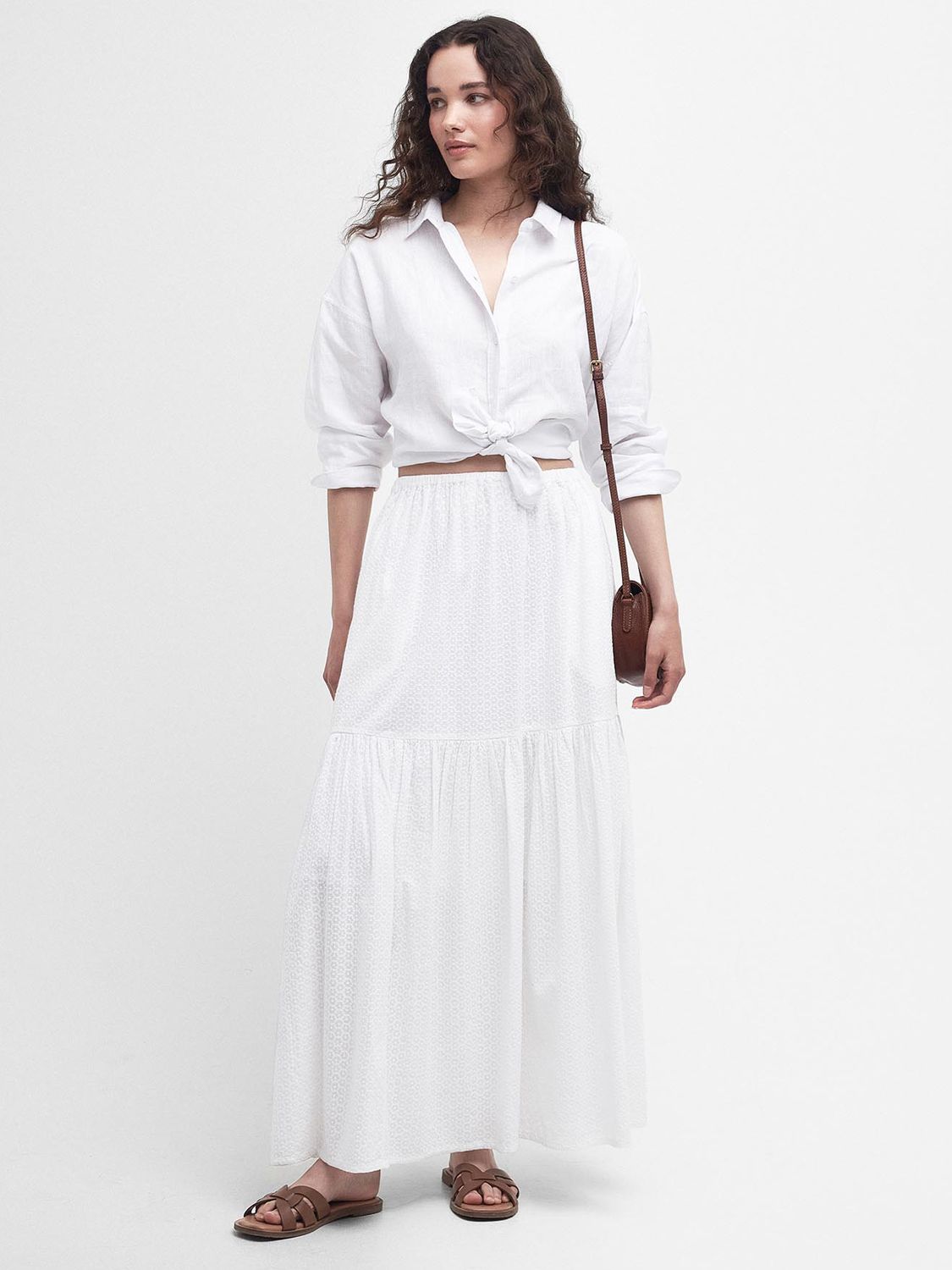 Buy Barbour Kelley Broderie Anglaise Maxi Skirt, White Online at johnlewis.com