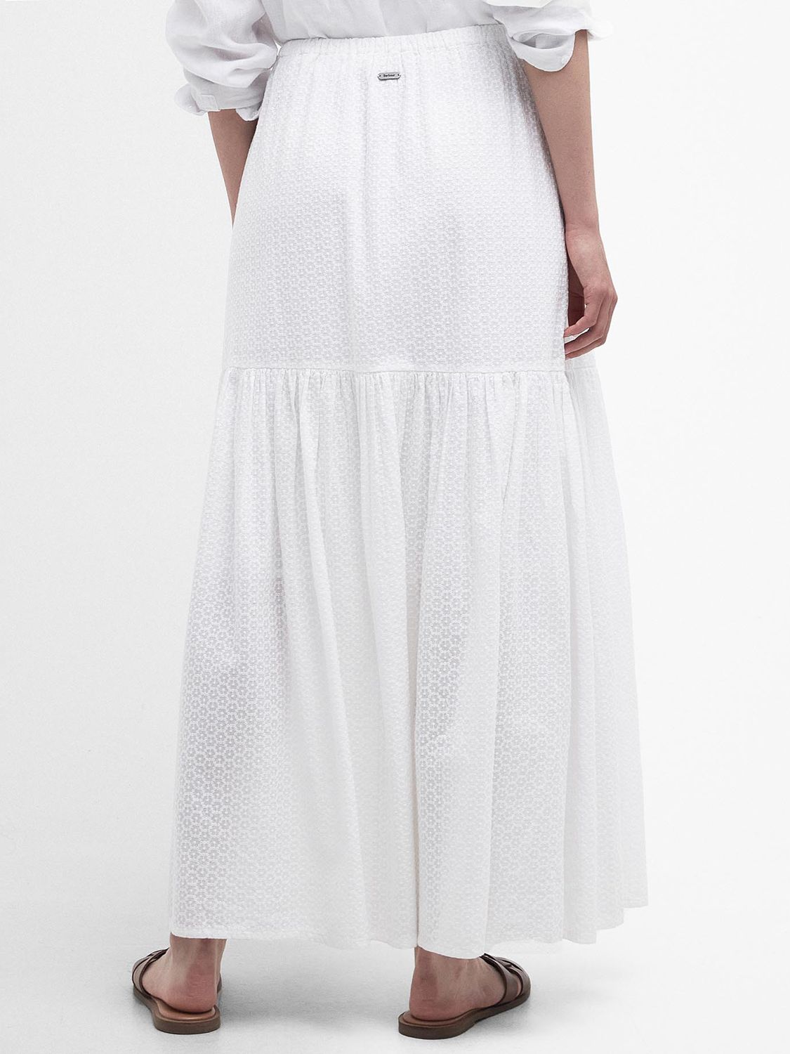 Buy Barbour Kelley Broderie Anglaise Maxi Skirt, White Online at johnlewis.com