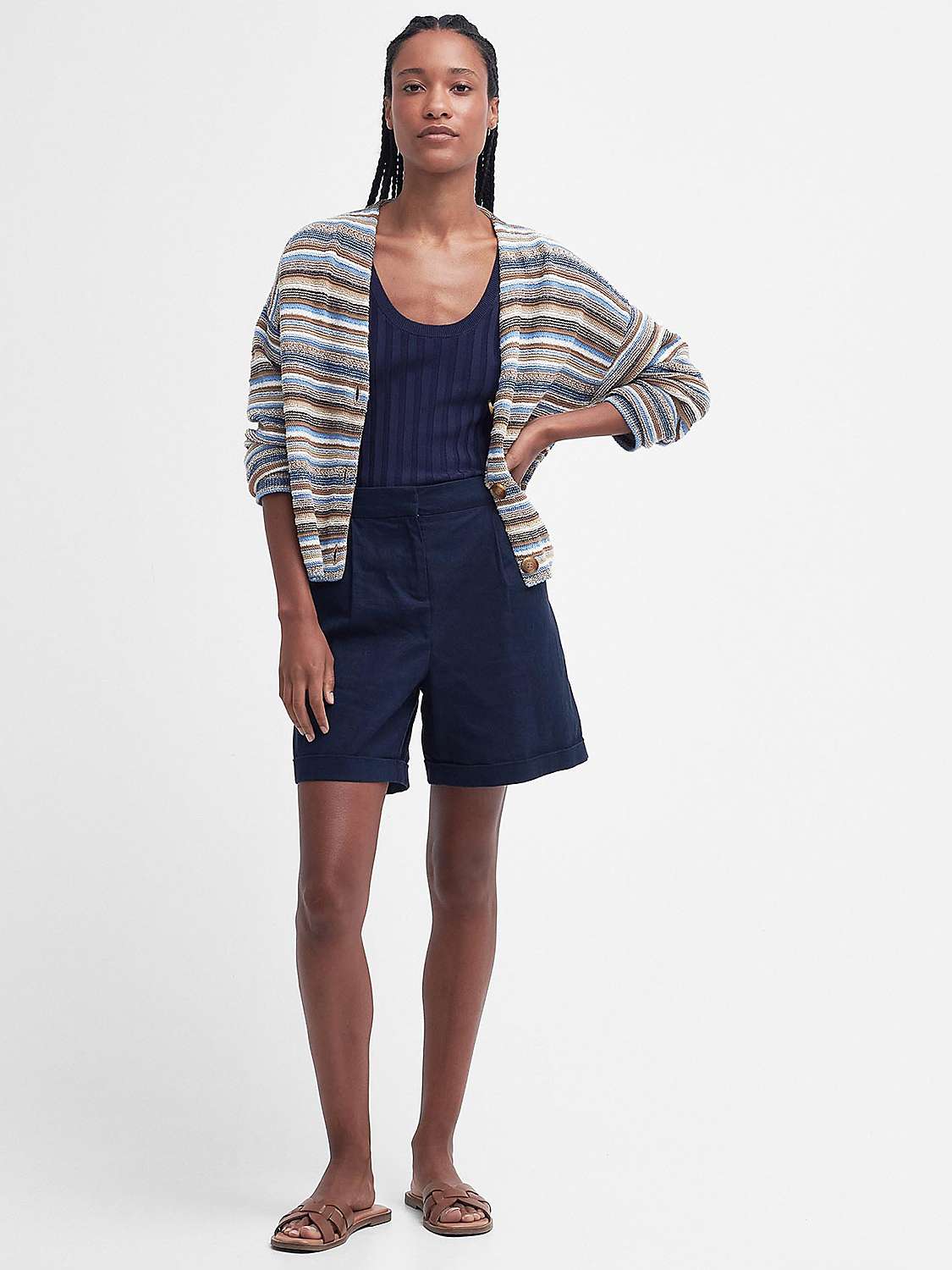 Buy Barbour Darla Linen Blend Shorts, Navy Online at johnlewis.com