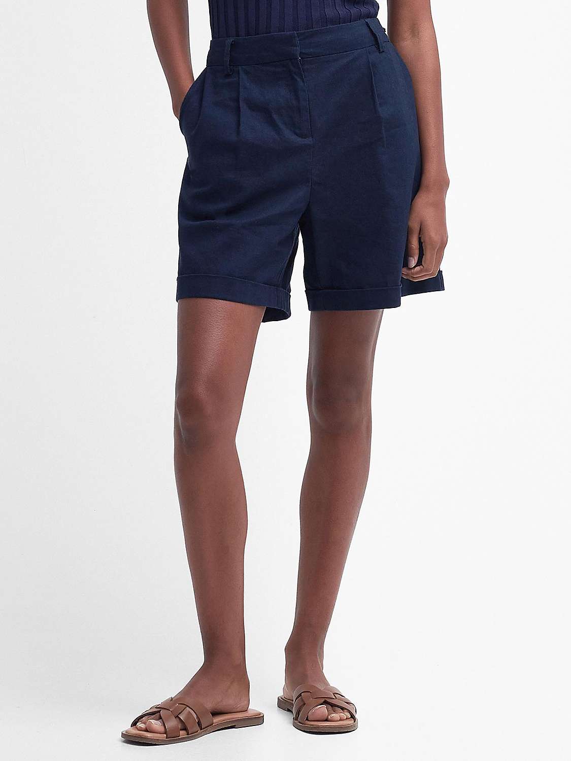Buy Barbour Darla Linen Blend Shorts, Navy Online at johnlewis.com