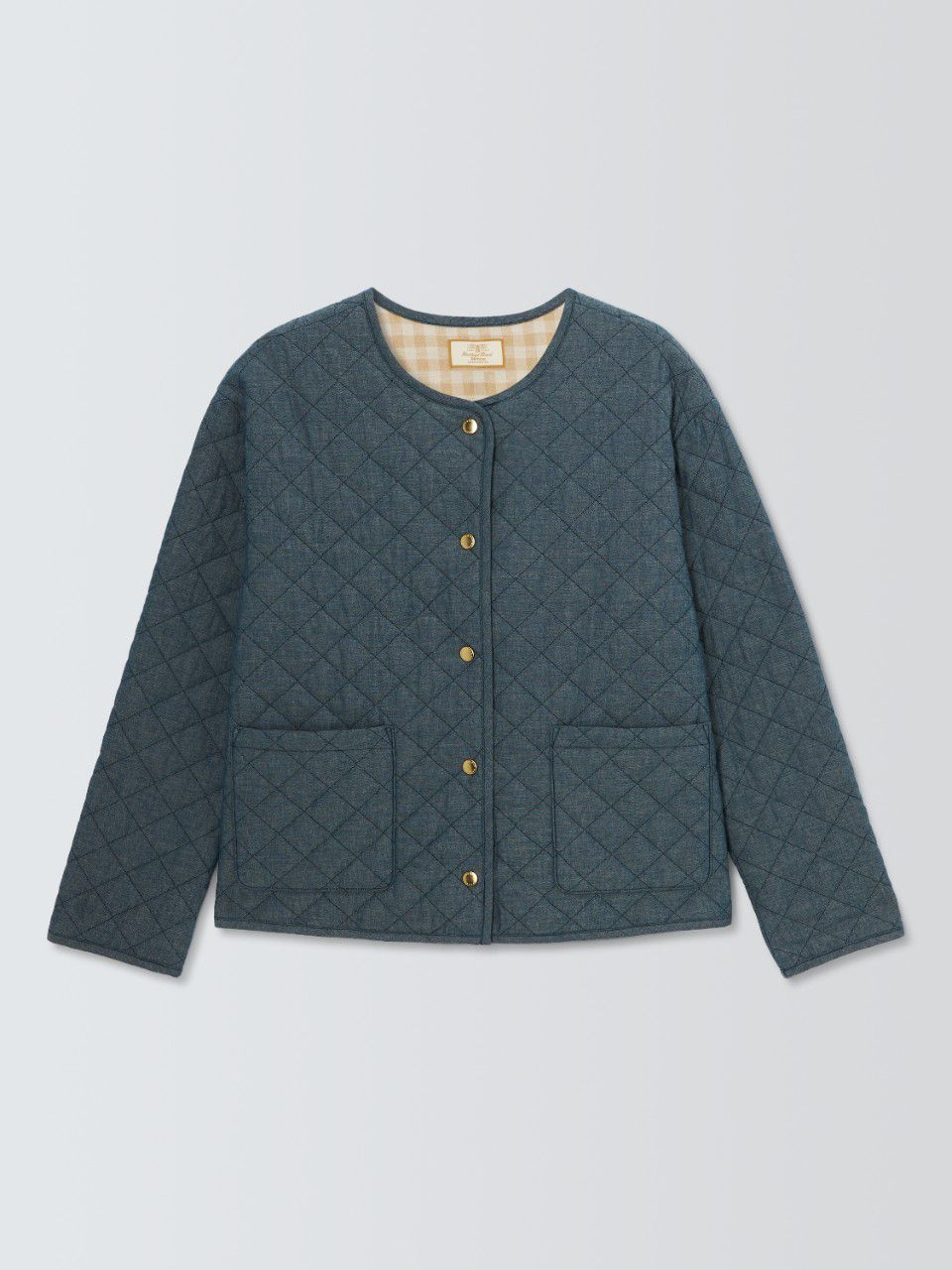 Buy Barbour Tomorrow's Archive Selma Quilted Collarless Jacket, Chambray Online at johnlewis.com