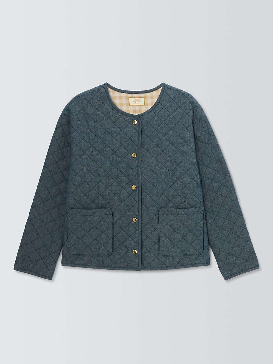 Buy Barbour Tomorrow's Archive Selma Quilted Collarless Jacket, Chambray Online at johnlewis.com