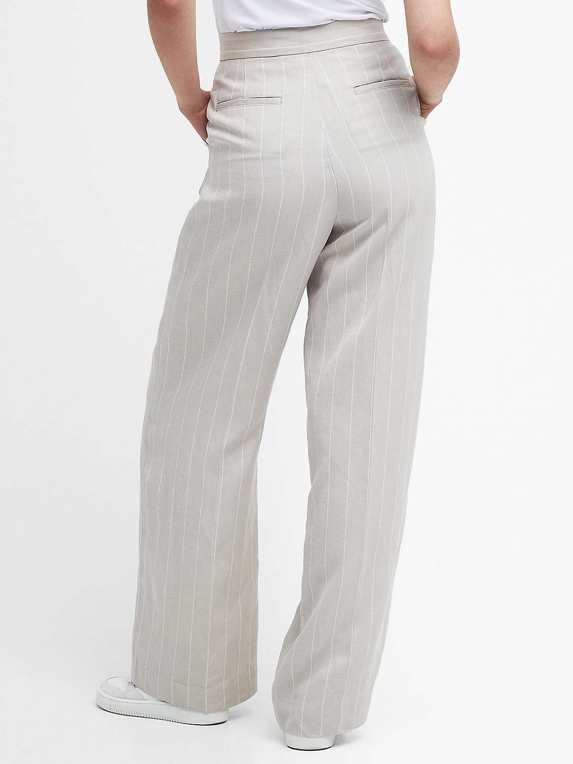 Buy Barbour Celeste Stripe Linen Blend Trousers, French Oak Online at johnlewis.com