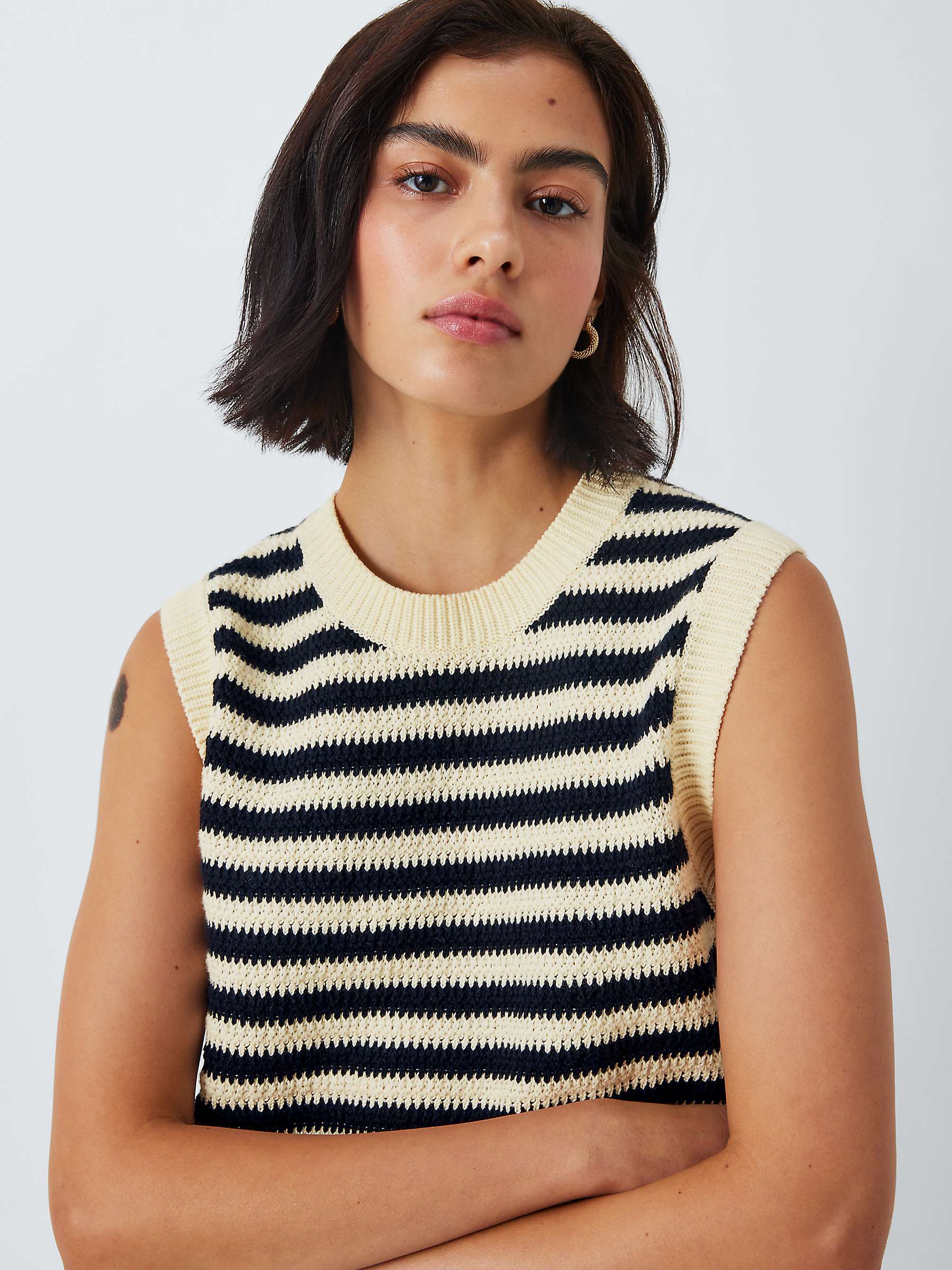 Buy Barbour Tomorrow's Archive Piper Striped Knitted Tank Top, Navy/White Online at johnlewis.com