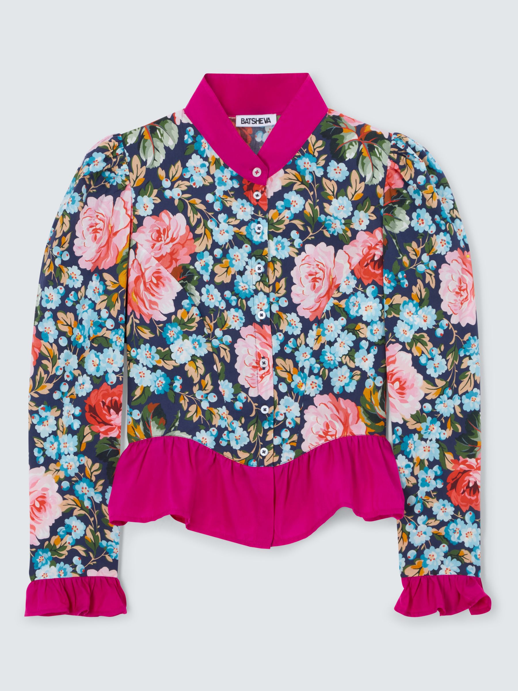 Batsheva x Laura Ashley Grace Emilia Floral Shirt, Pink/Multi, 14
