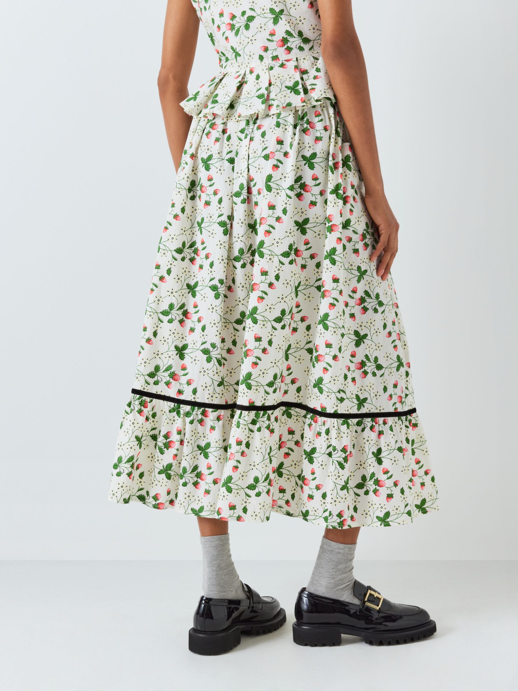 Buy Batsheva x Laura Ashley Kipp Strawberry Field Skirt, White/Multi Online at johnlewis.com