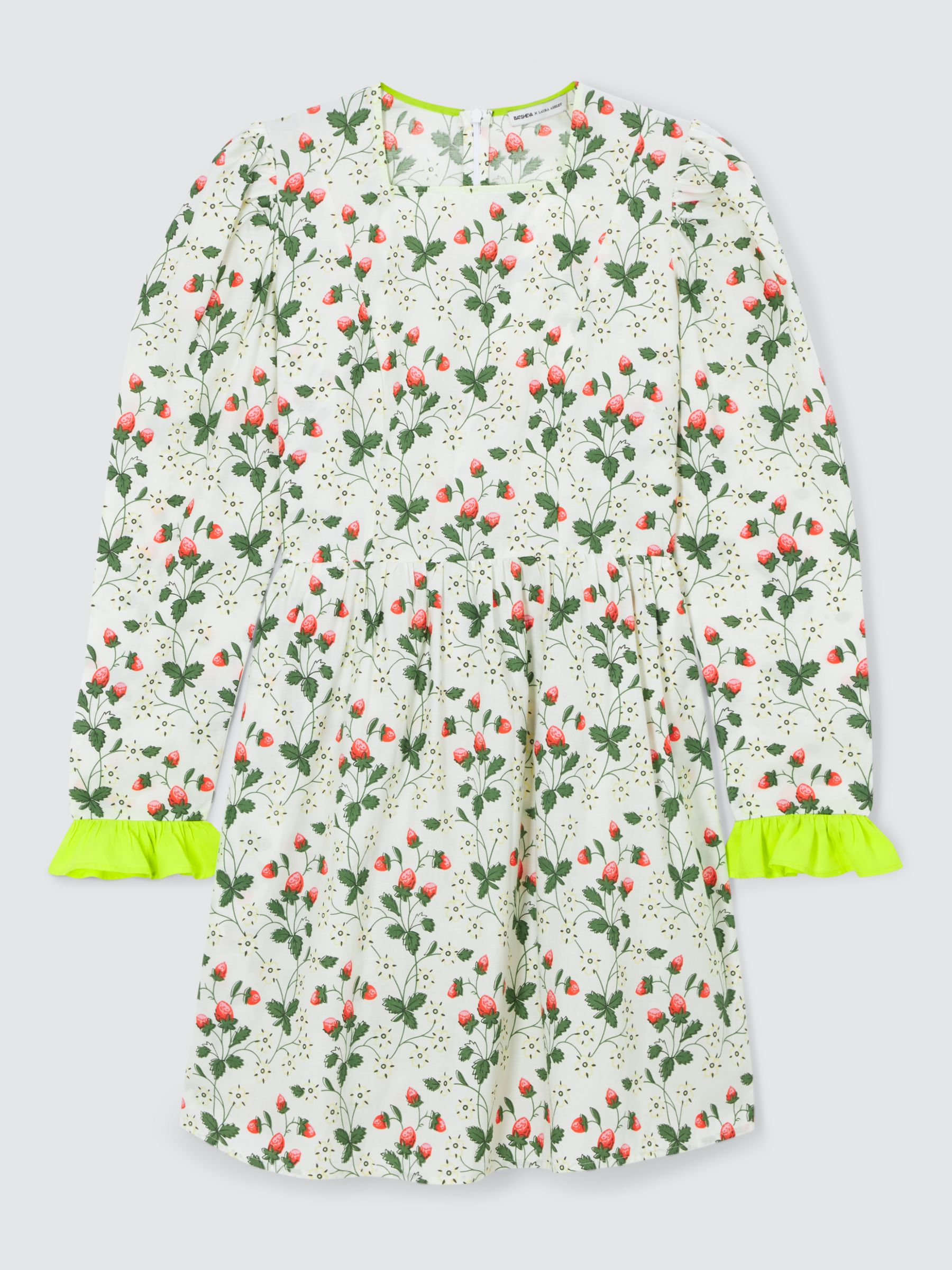 Batsheva x Laura Ashley Prarie Strawberry Field Mini Dress, White/Multi, 16