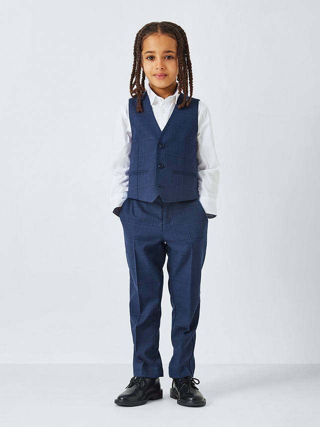 John Lewis Heirloom Collection Kids' Check Suit Waistcoat, Navy