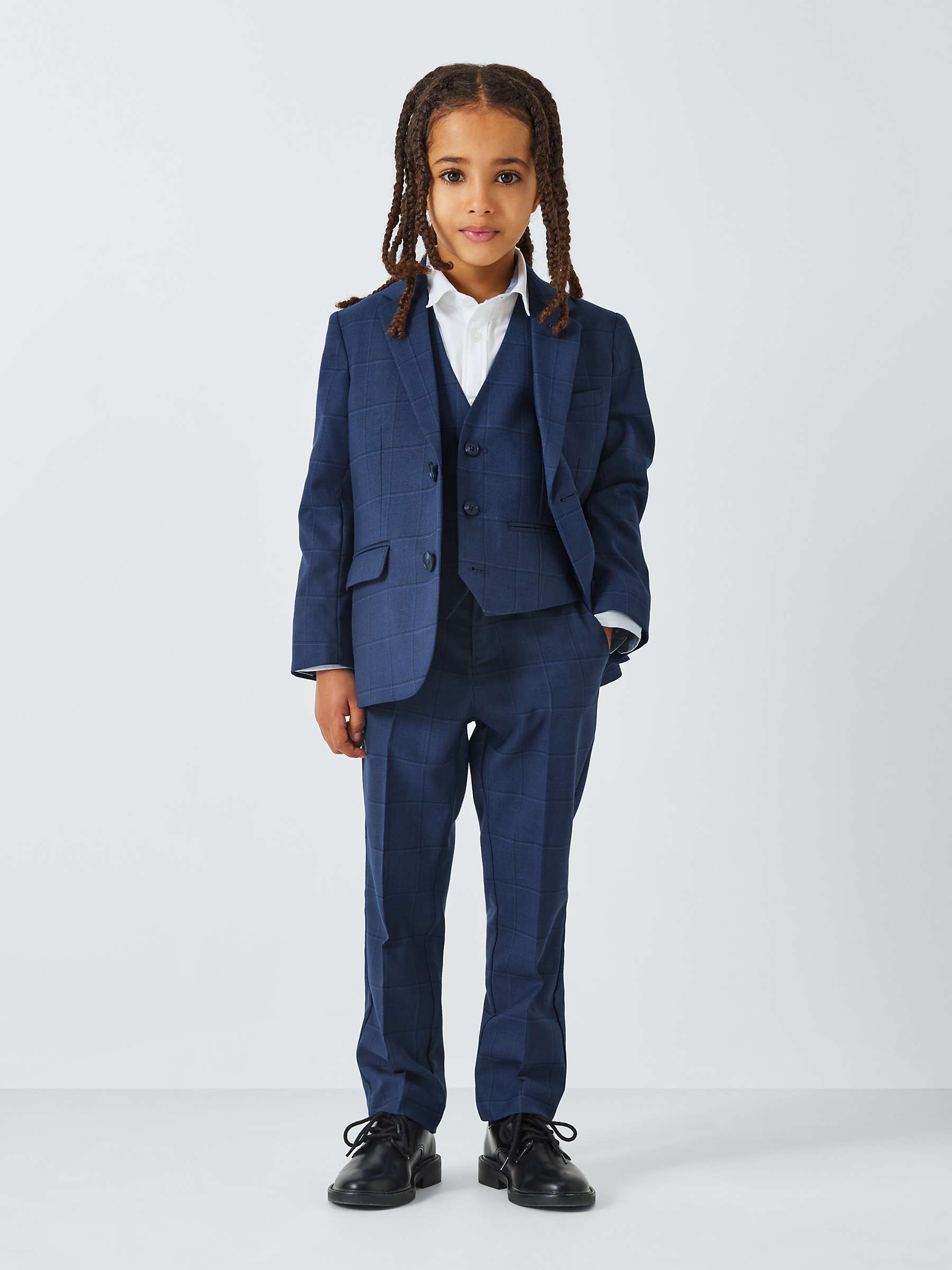Buy John Lewis Heirloom Collection Kids' Check Suit Waistcoat, Navy Online at johnlewis.com