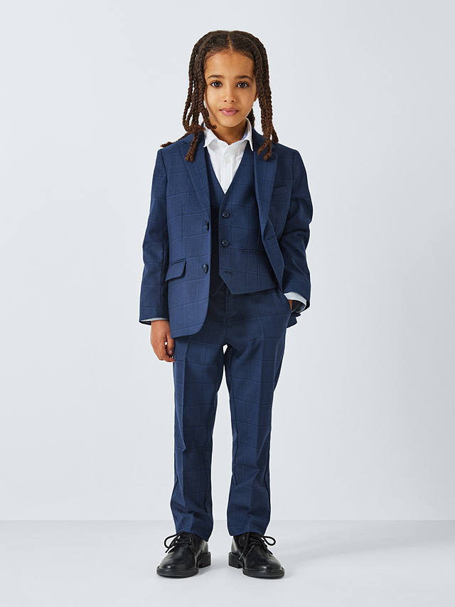 John Lewis Heirloom Collection Kids' Check Suit Waistcoat, Navy