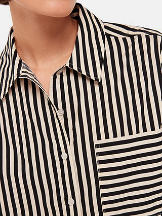 Whistles Cotton Stripe Pyjama Top, Black/White