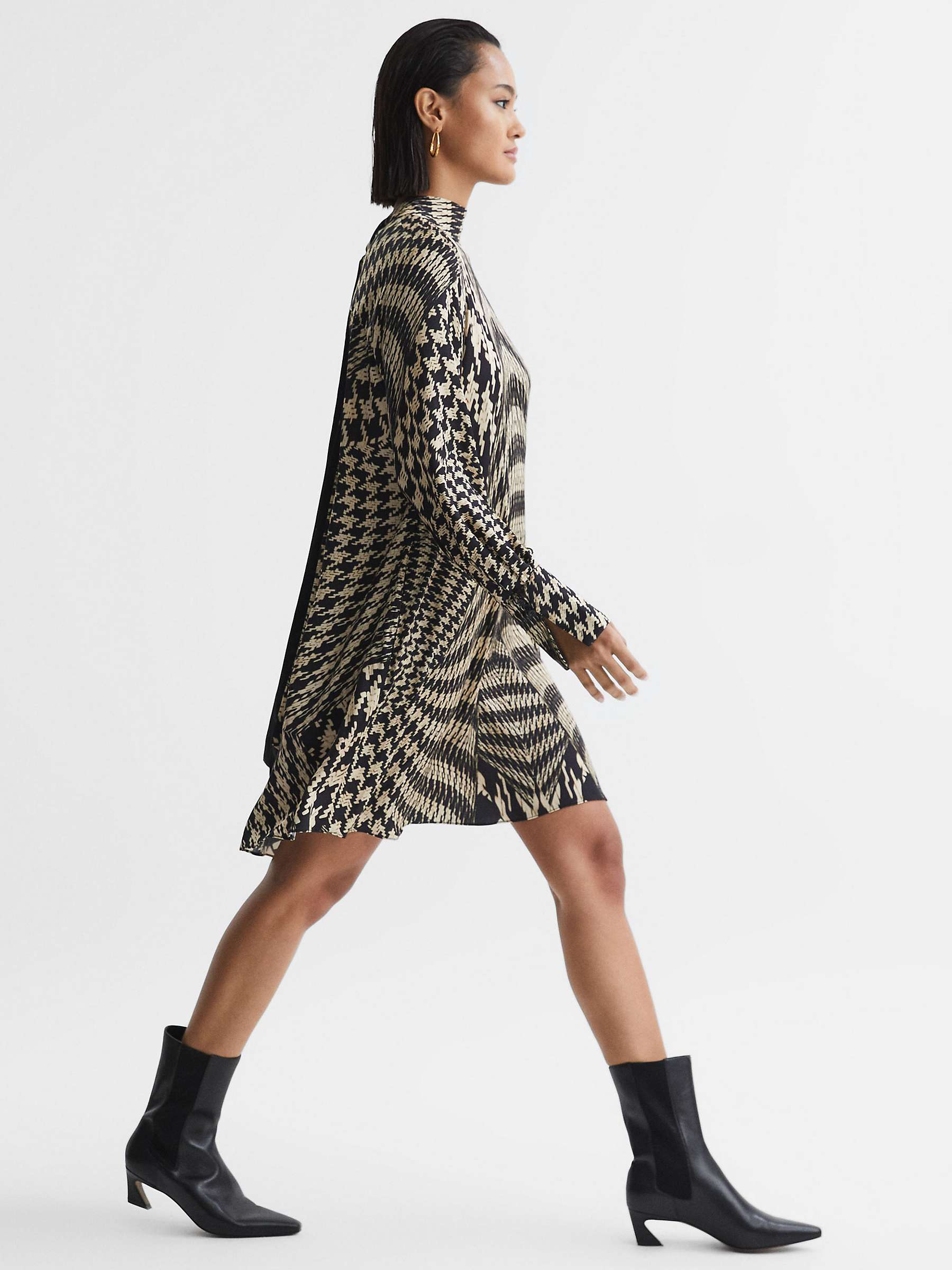 Buy Reiss Ester Dogtooth Dress, Black/White Online at johnlewis.com