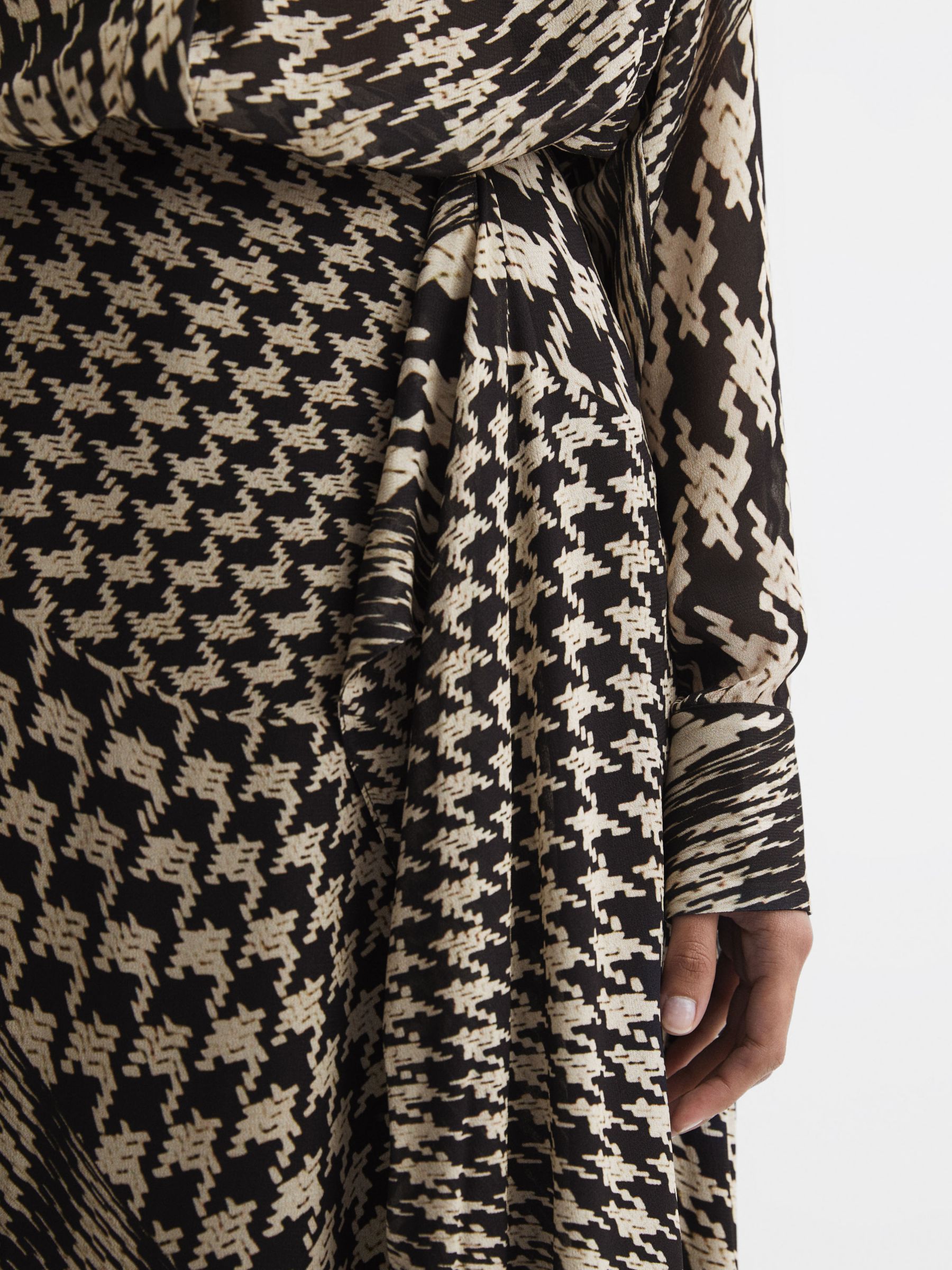 Buy Reiss Oksana Houndstooth Asymmetric Midi Skirt, Black/White Online at johnlewis.com