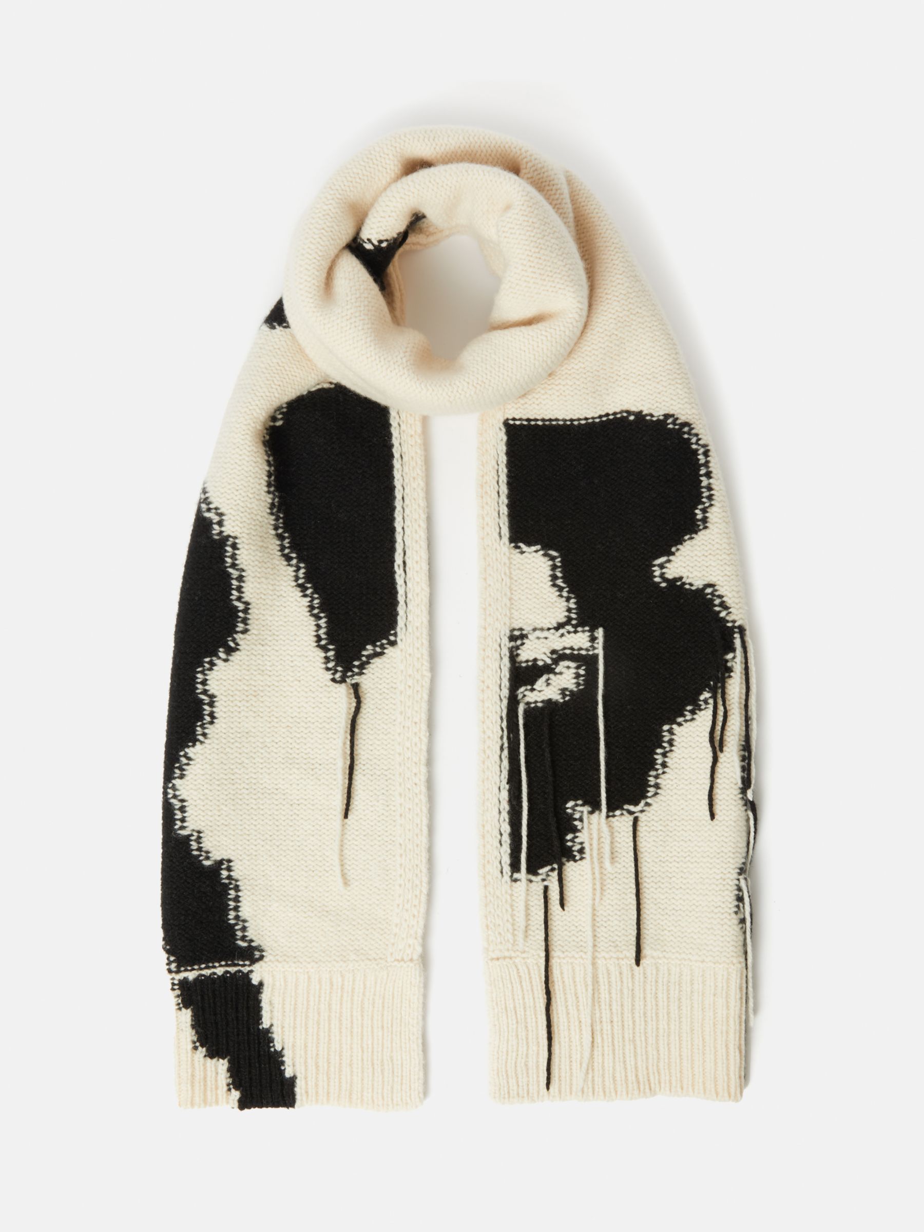 Buy Jigsaw Floral Intarsia Wool Blend Scarf, Monochrome Online at johnlewis.com