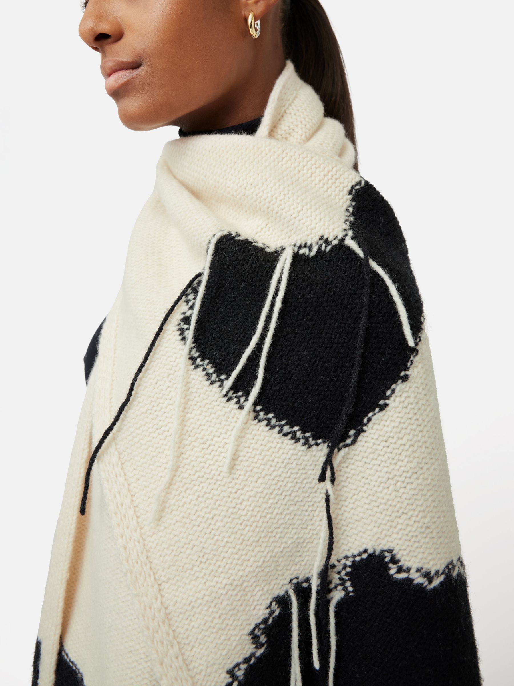 Buy Jigsaw Floral Intarsia Wool Blend Scarf, Monochrome Online at johnlewis.com