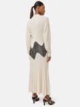 Jigsaw Lace Trim Waist Knitted Dress, Cream/Black