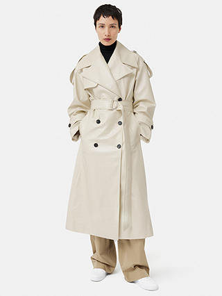 Jigsaw Nelson Patent Trench Coat, Cream