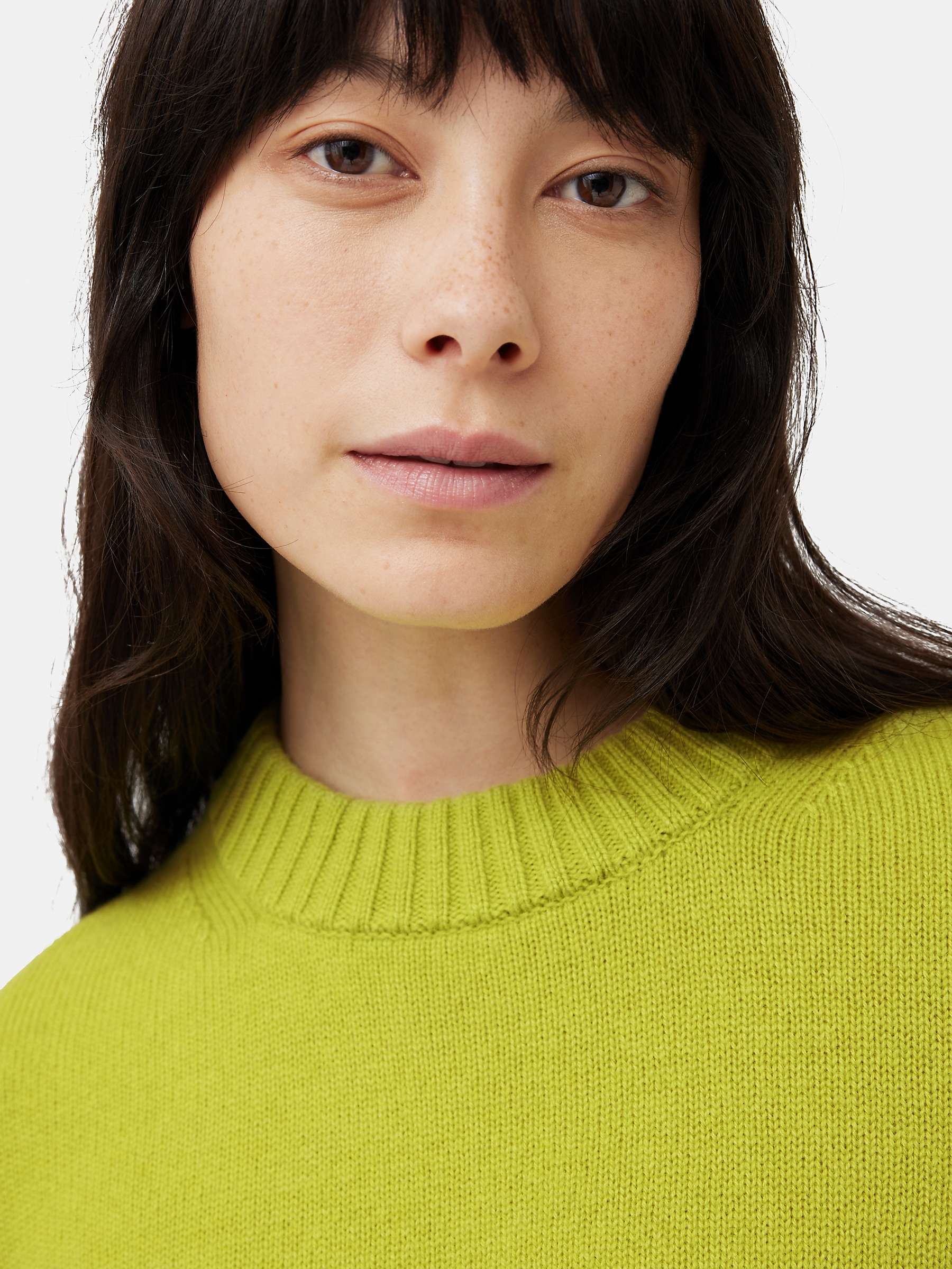 Jigsaw Compact Wool Crew Jumper, Lime at John Lewis & Partners