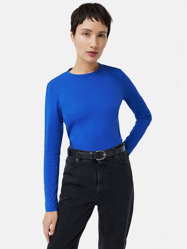 Jigsaw Supima Cotton Long Sleeve T-Shirt, Blue